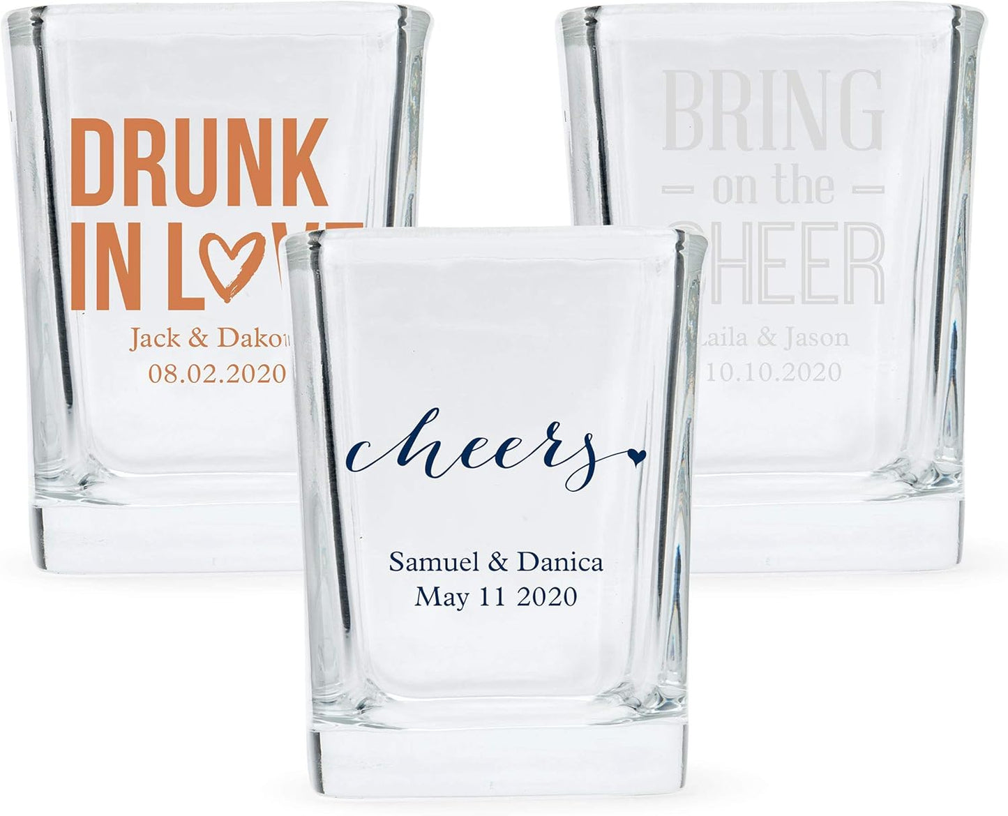 WEDDINGSTAR Personalized 2oz Square Shot Glass Customizable Full Color Print - 156 pack