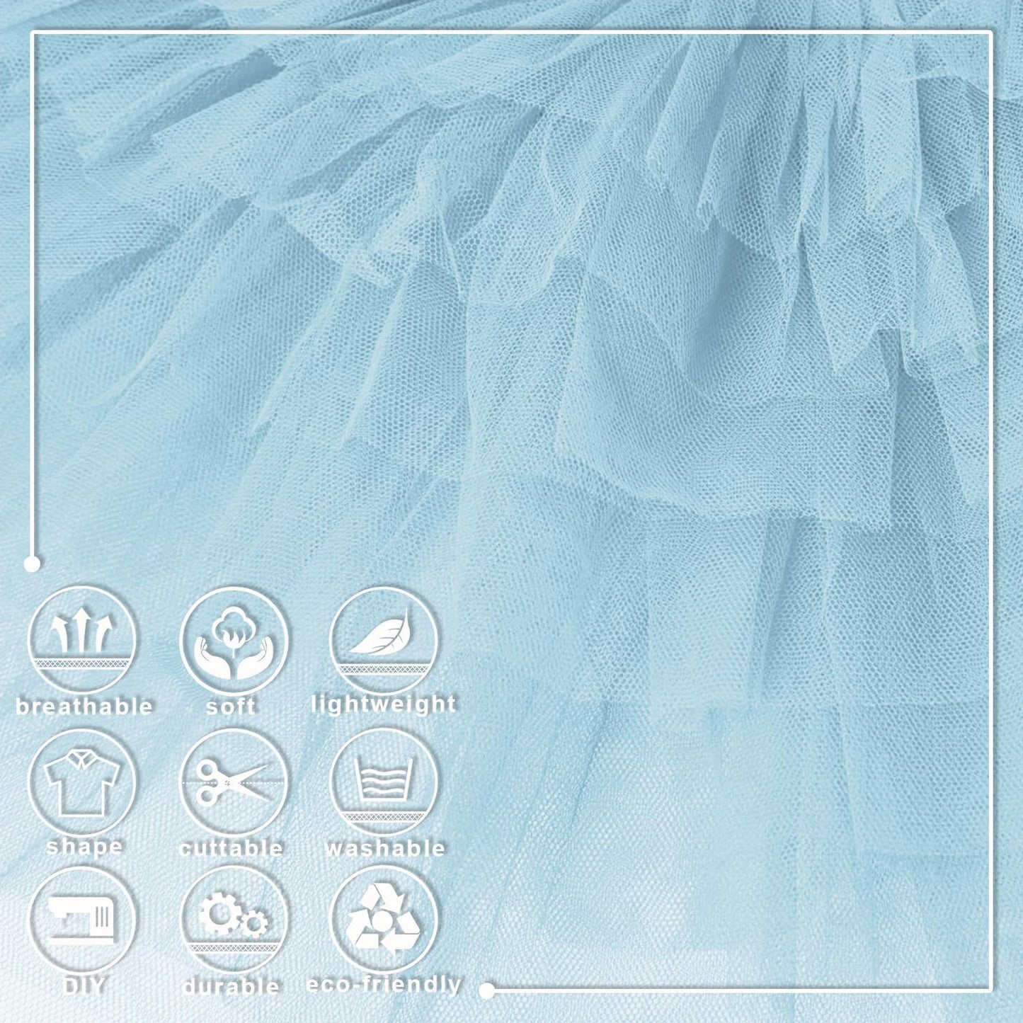 Light Blue Tulle Fabric Roll 6 Inch X 300 FT (100 Yards) Matte Tulle Ribbon Netting Mesh Spool for DIY Tutu Skirt Wedding Bow Gift Wrapping Baby Shower Christmas Party Halloween Decorations