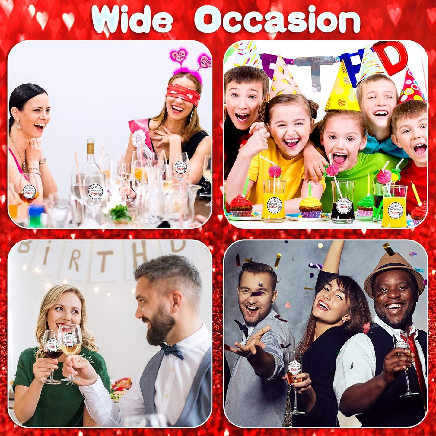 Zonon 600 Pieces Drink Stickers for Cups, Water Bottles, Blank Drink Labels This Belongs to Stickers for Wedding Reception, Birthday Party, Holiday Party, Custom Blank Cup Name Tags