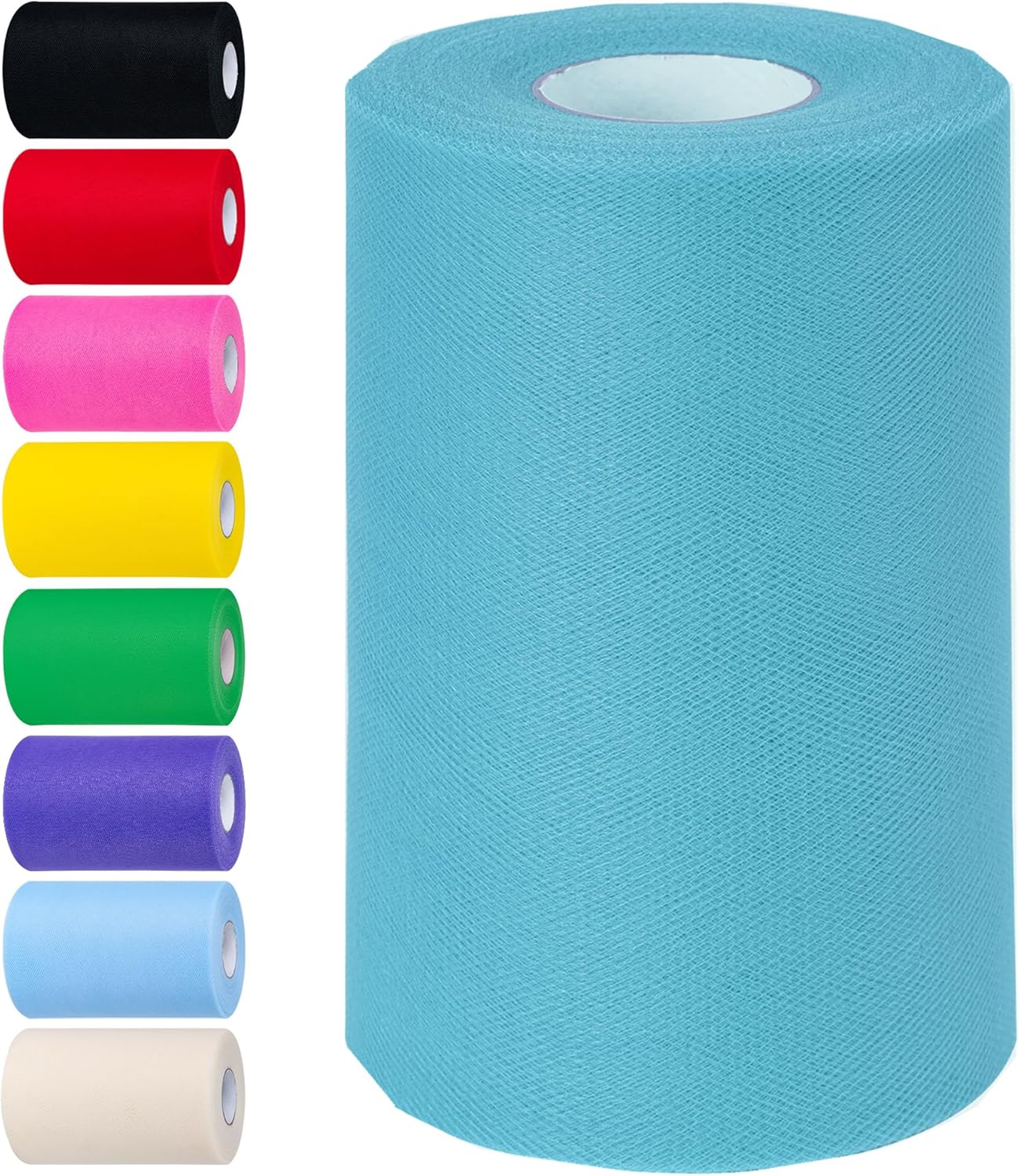 Deep Peacock Blue Tulle Fabric Rolls 6 Inch by 100 Yards (300 feet) Tulle Roll Spool Fabric for DIY Tutu Skirt Baby Shower Birthday Party Wedding Decorations Christmas Craft Supplies