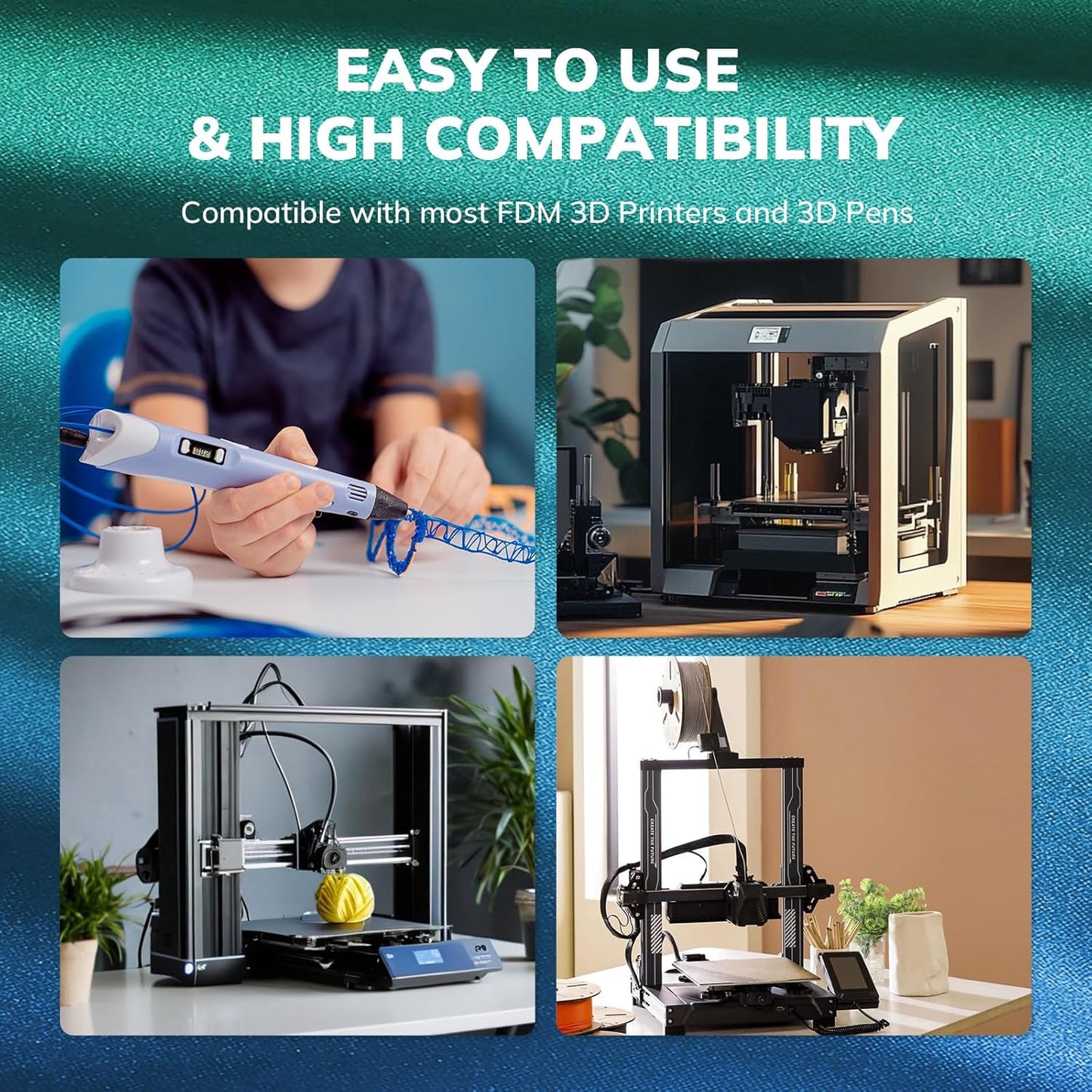 AMOLEN Silk PLA 3D Printer Filament 4KG Bundle, Shiny Dual Color Filament 1.75mm Pack, Multicolor Change 3D Printing Filament for Most FDM 3D Printer, Green Series