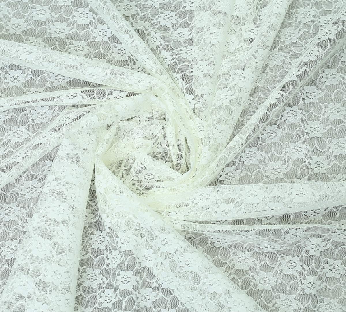 MDS Pack of 15 Wedding 12 x 108 inches Lace Table Runner for Wedding, Decorations for Birthday Parties, Banquets, Graduations, Engagements, and Runners fit Rectangle, Round Table- Ivory