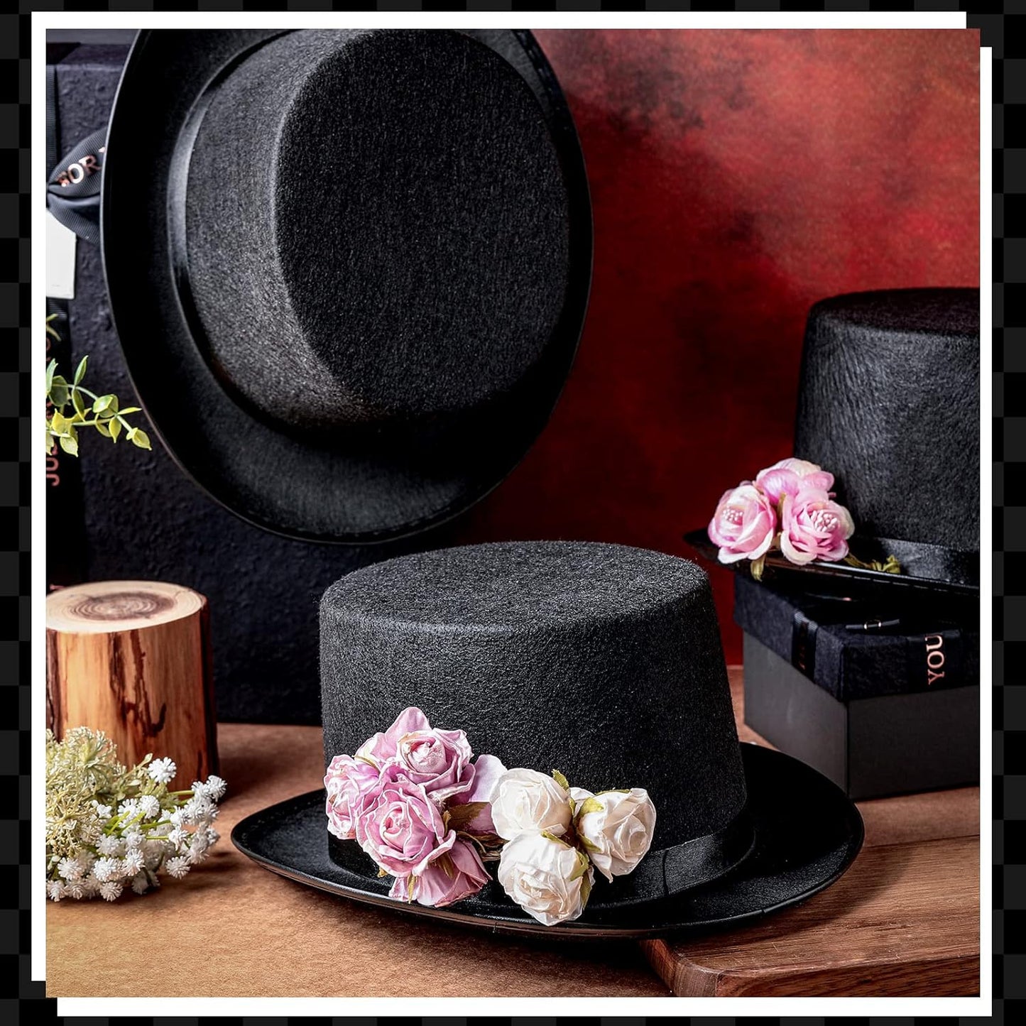 Loopeer 12 Pcs Black Felt Magician Hats - Unisex Formal Costume Novelty Hat for Men Women Dress Up Fancy Circus Birthday Party Supplies Favors