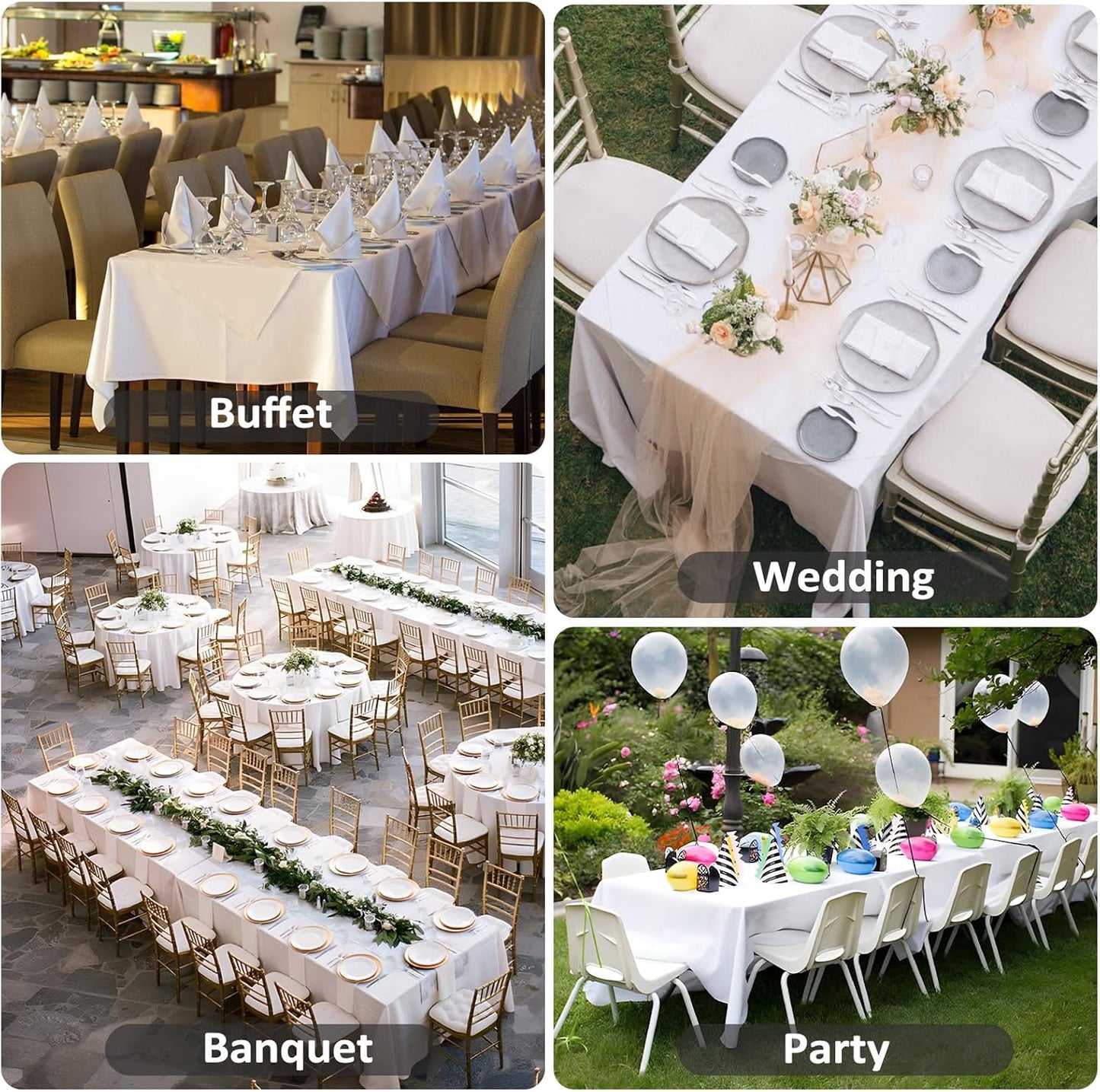 12 Pack White Table Cloth 60 x 84 Inch Rectangular Tablecloths for 4 Foot Rectangle Tables, Wrinkle Resistant White Tablecloth Washable Polyester Fabric Table Covers for Buffet Wedding Party Banquet