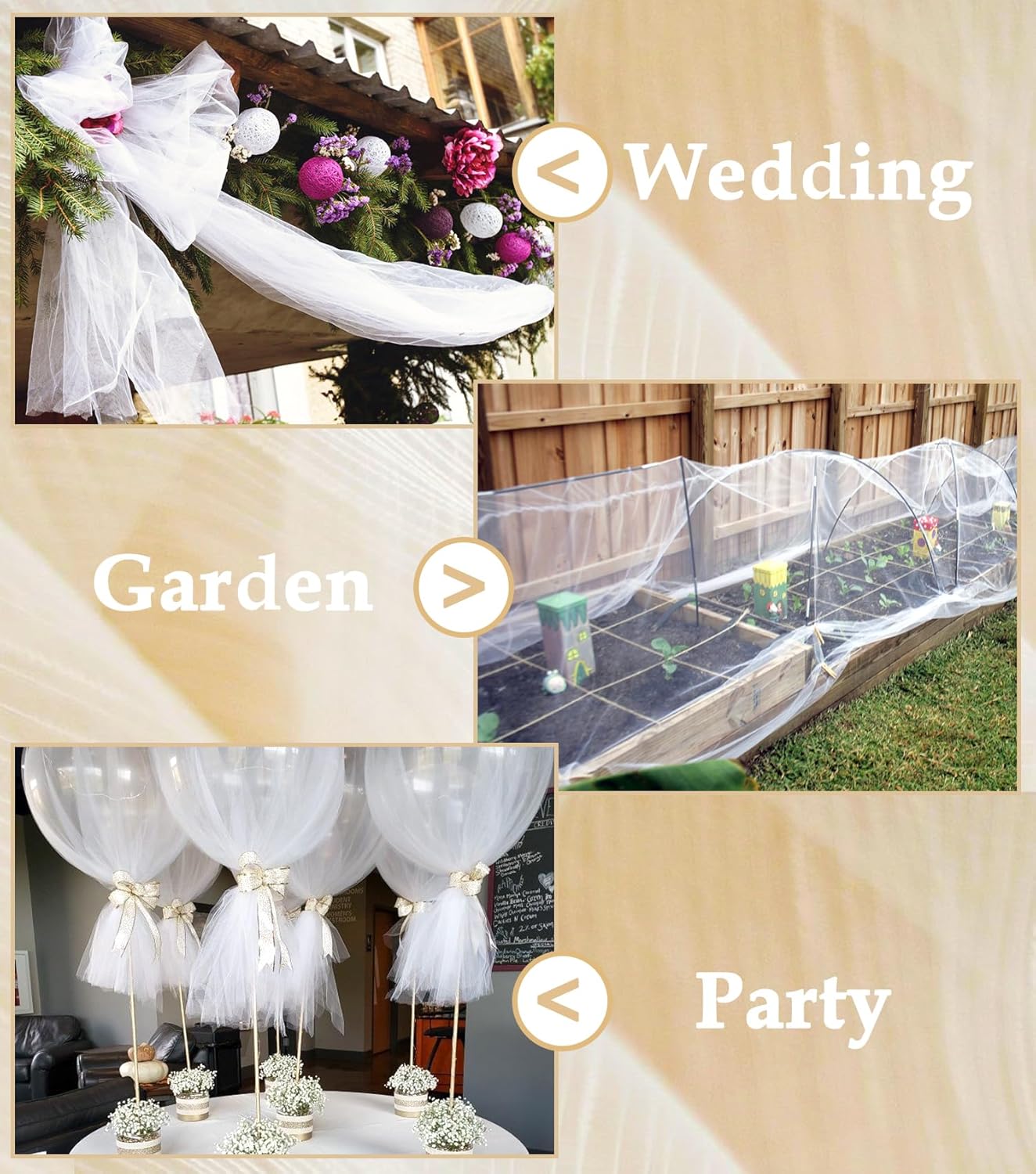 White Tulle Fabric 108" x 10 Yards (30FT) Tulle Bolt for Wedding Decoration DIY Tutu Party Backdrop Baby Shower Table Skirts Christmas Gift Wrapping