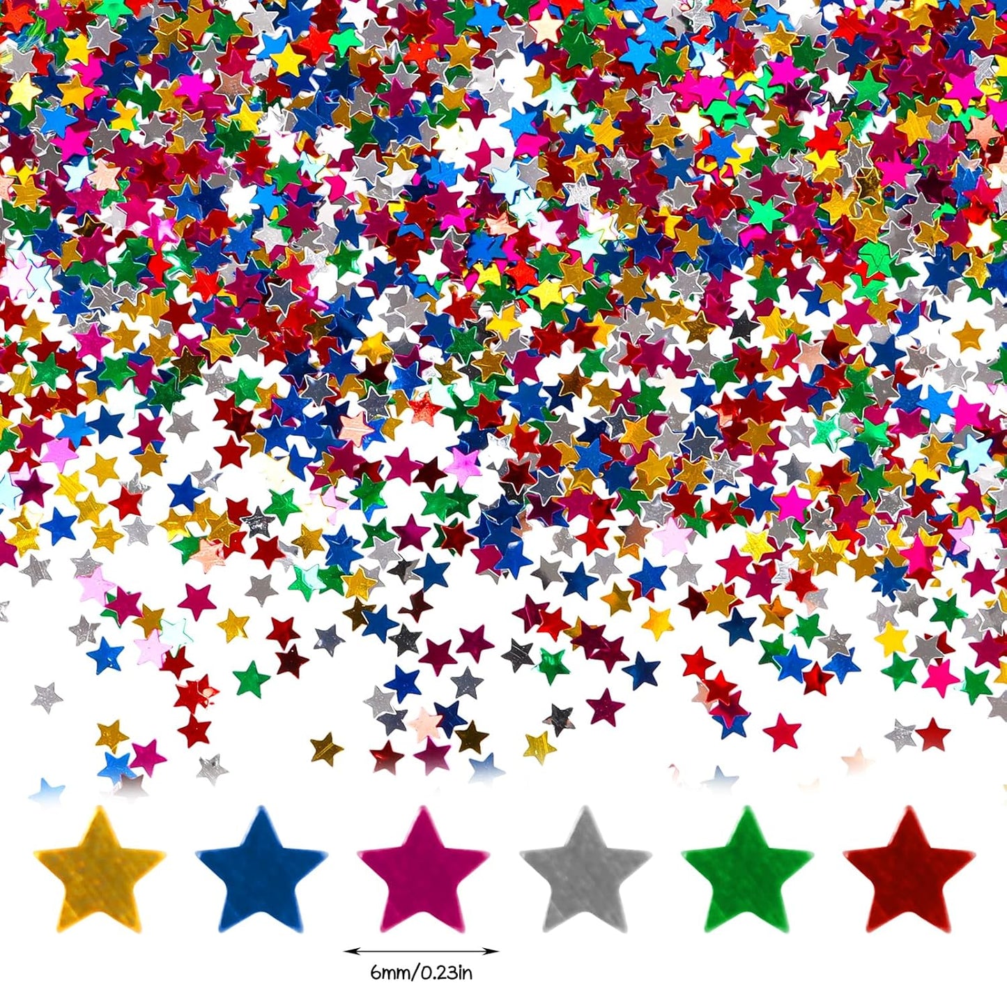 STEFORD 150g Rainbow Star Confetti, 6mm Multicolor Star Glitter Metallic Sequin Sprinkle Stars Rainbow Glitter Confetti for Birthday Party Wedding Halloween Christmas DIY Decorations