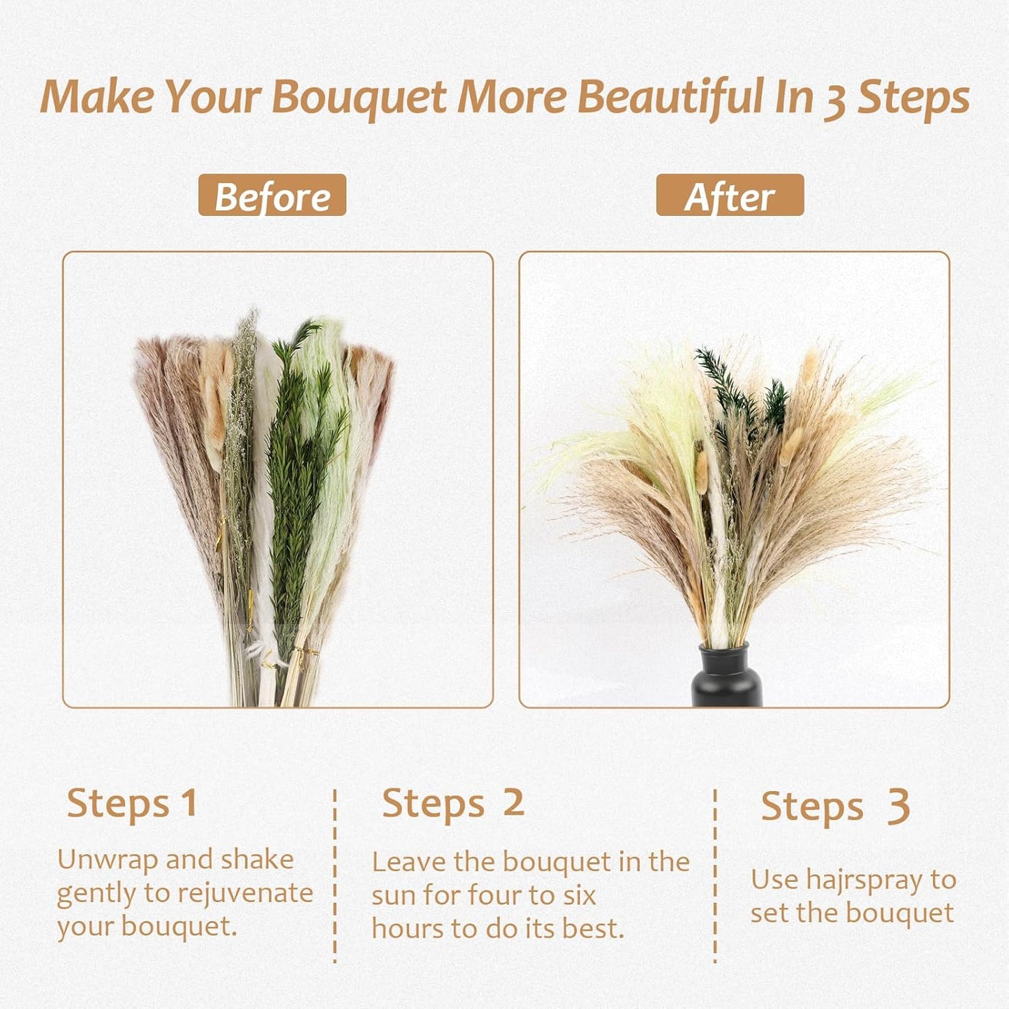 N&T NIETING 85 Pcs Green Dried Pampas Grass-White Pompas Grass, Brown Pampass Grass, Green Pompas, Reed Grass, Valentine Grass, Bunny Tails Dried Fowers for Home Wedding Boho Decor(18 Inch)