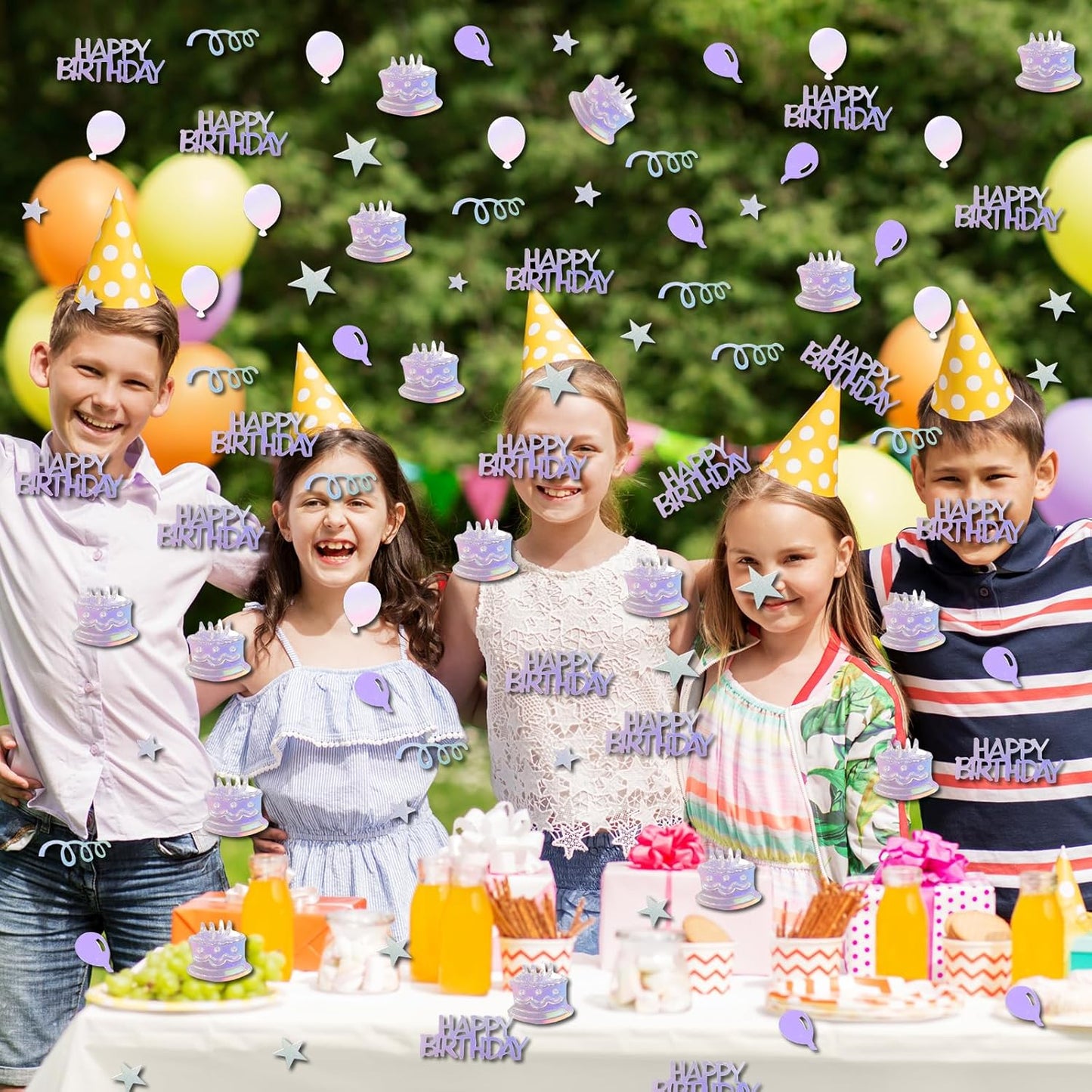 Iridescent Happy Birthday Confetti, 3000 Pcs Birthday Cake Table Metallic Foil Confetti Party Table Decor for Party, Baby Shower, DIY Arts and Crafting