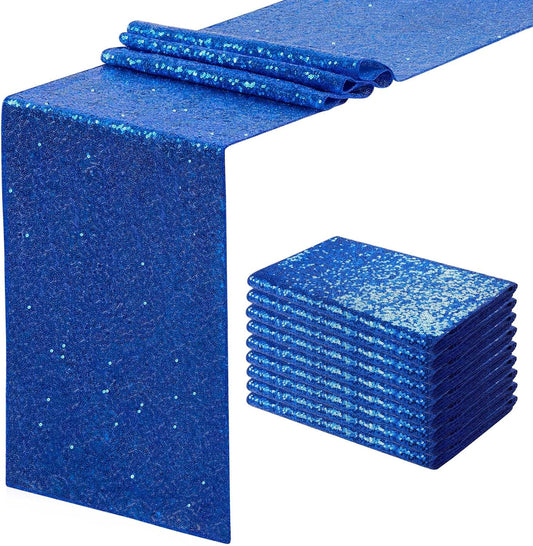 Royal Blue Sequin Table Runners 10 Pcs 12x72 Glitter Sparkly Table Runner for Wedding Birthday Party Graduation Ceremony Supplies Decorations