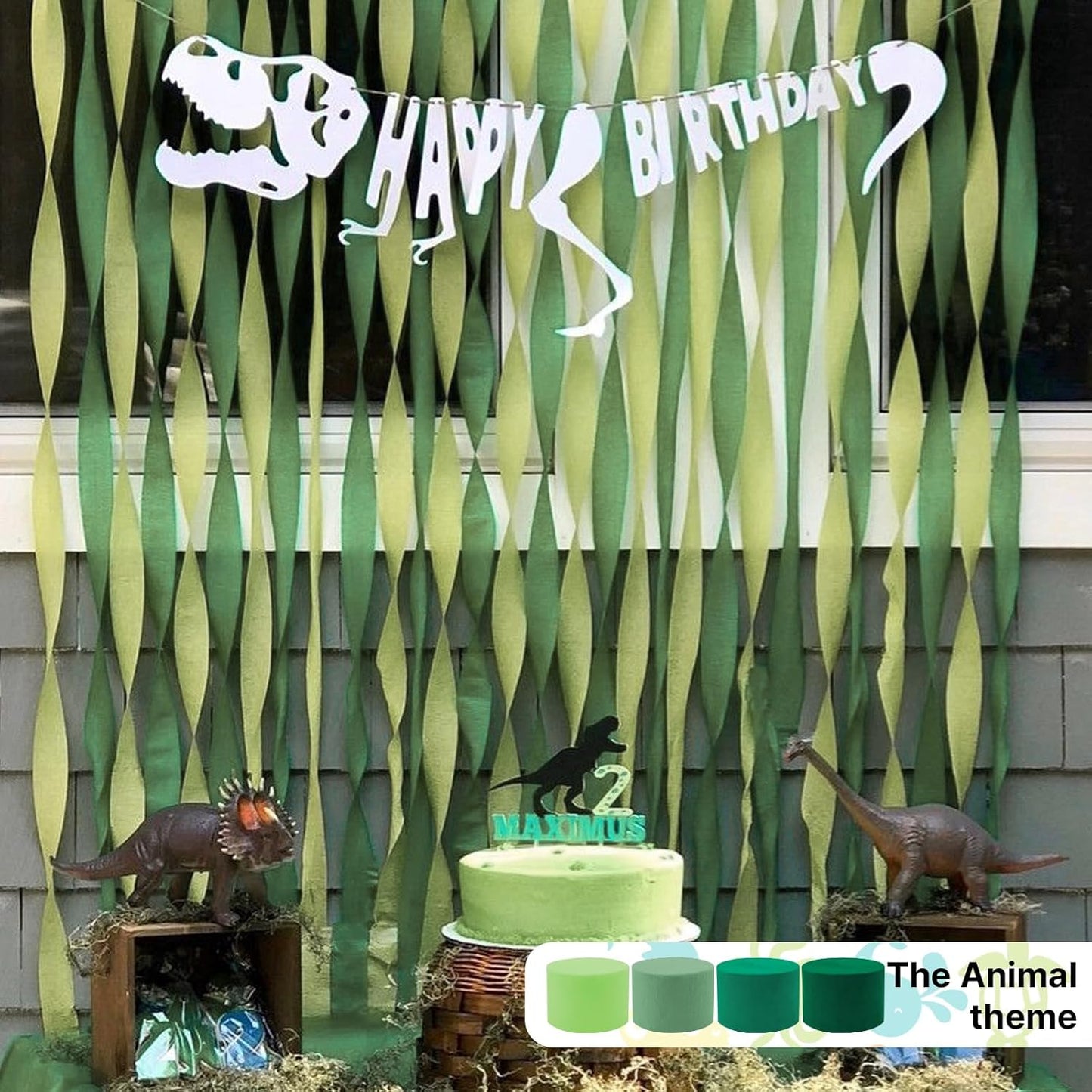 PartyWoo Crepe Paper Streamers 4 Rolls 328ft, Pack of Sage Green Crepe Paper for Party, Wedding, Birthday, Baby Shower Decorations (1.8 Inch x 82 Ft/Roll)