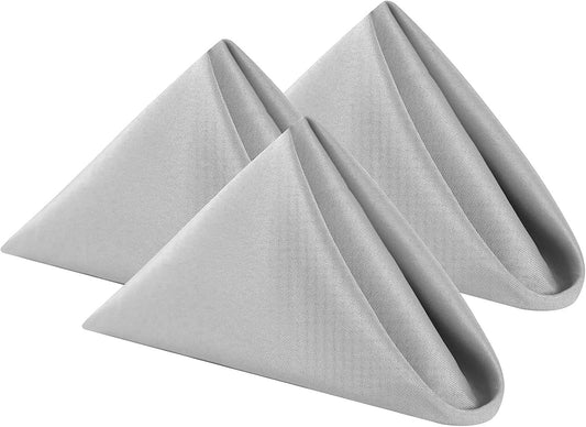 Cloth Napkins 20x20 inch Washable Polyester Dinner Napkins Soft Table Napkins for Wedding Party Dining Banquet(Silver,25PCS)