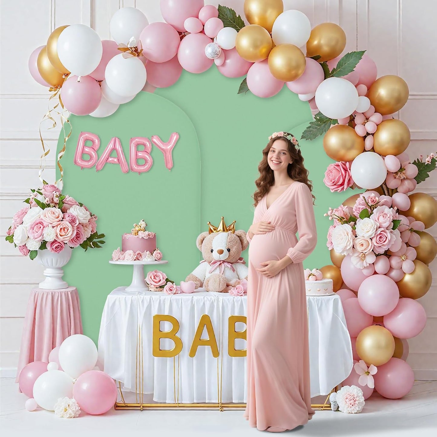 6.6FT Wedding Arch Covers Arch Backdrop Cover Arch Stand Covers Set Arch Cover Spandex Fabric Stretchy Backdrop for Wedding Birthday Party Decoration Baby Shower (Mint Green)