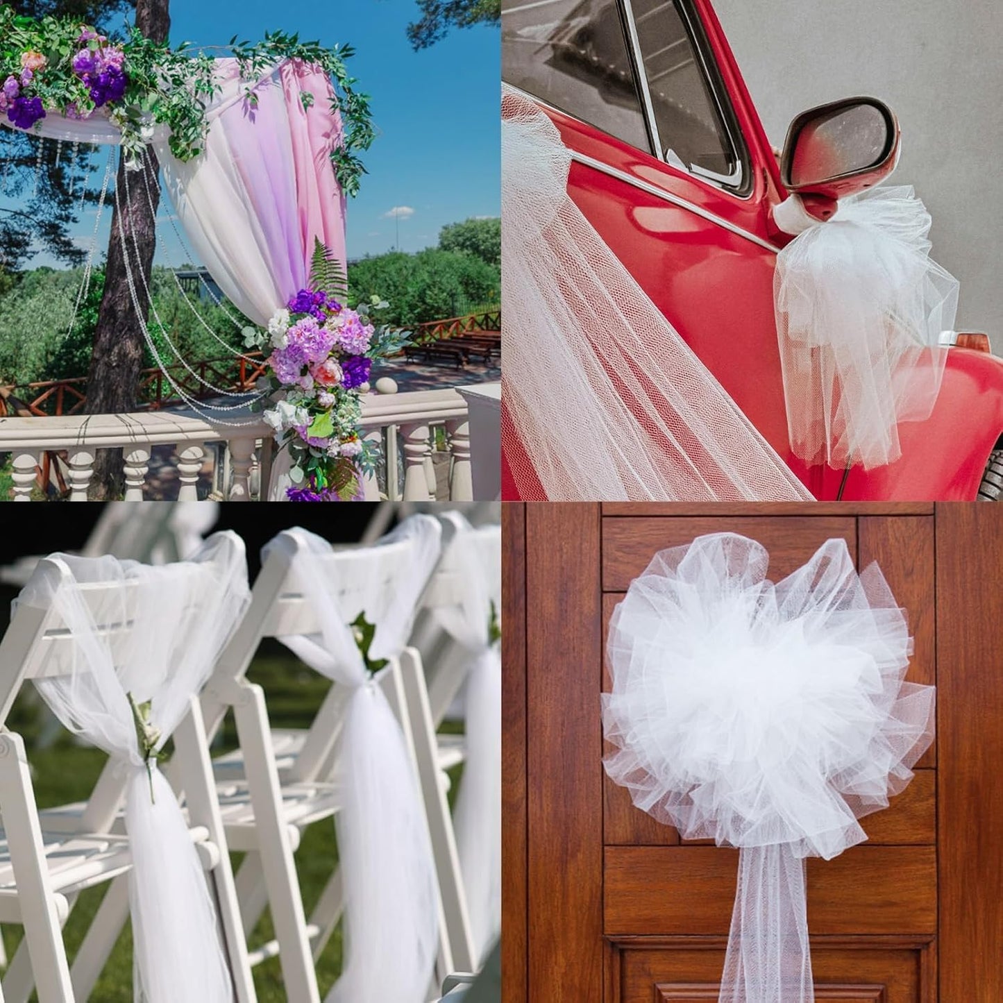 6 Inch × 100 Yards(300 Feet) Tulle Mesh Ribbon Ivory Tulle Fabric Ribbon Roll Netting Spool for Tutu Skirt DIY Craft Wedding Decor Party Gift Wrapping Ornaments