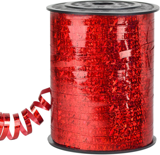 Red Curling Ribbon - 500 Yard Shiny Metallic Curly Gift Wrapping Ribbon for Balloons and Flowers