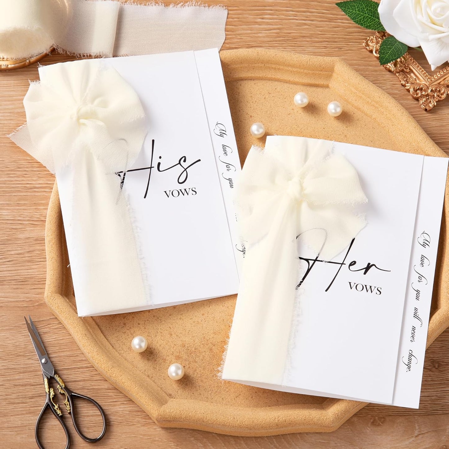 DORIS HOME Cream White Chiffon Ribbon for Flower Bouquet, 2" x21Yd Fabric Ribbon for Gift Wrapping, Handmade Frayed Ribbon for Wedding/Christmas Decorations