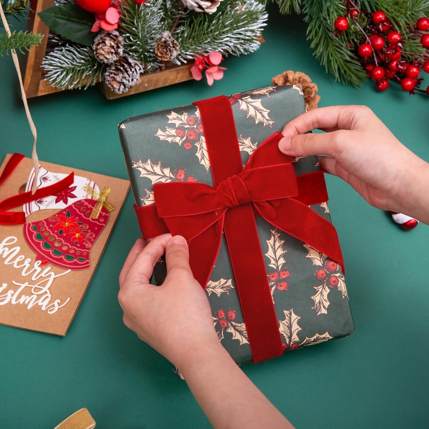 Vintage Red Velvet Ribbon, 1 Inch X 25Yd