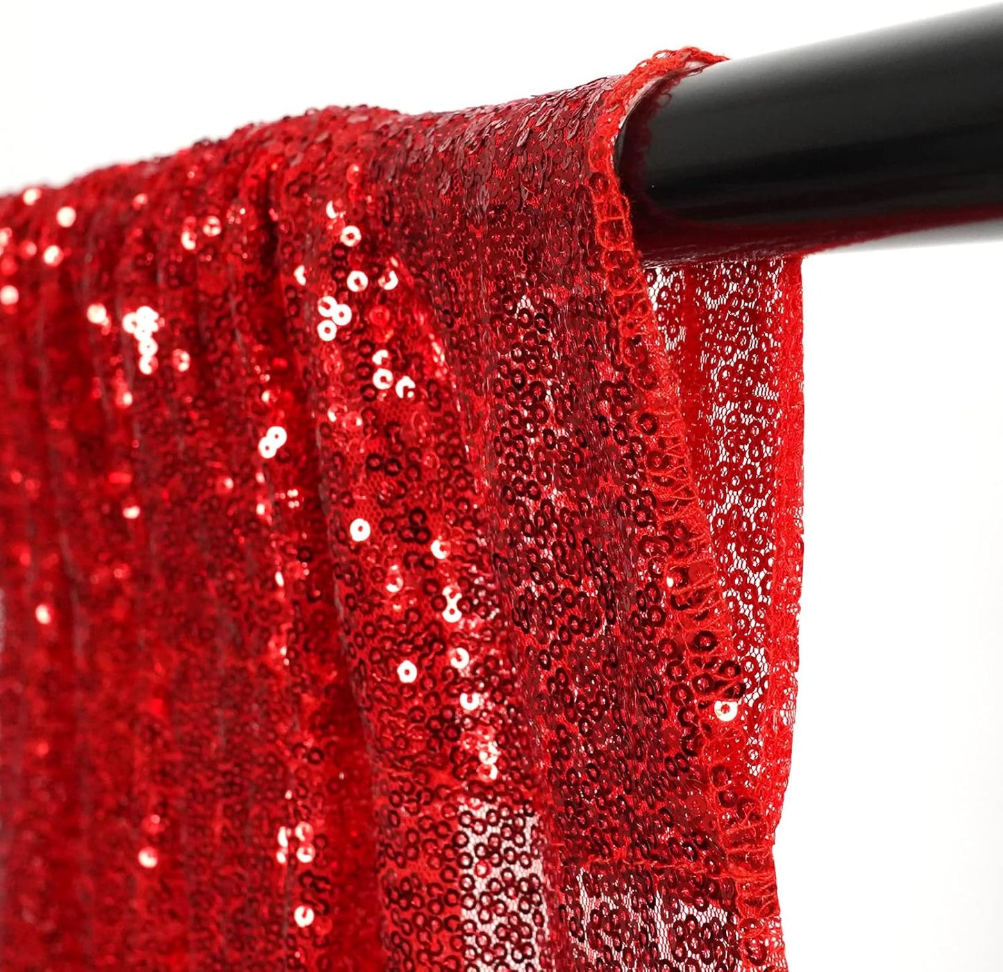 Poise3EHome Red Sequin Backdrop Curtain, 10Ft x 10Ft Red Glitter Photography Background Curtains, Sequence Xmas Thanksgiving Backdrop Drapes for Wedding Party Festival Decor