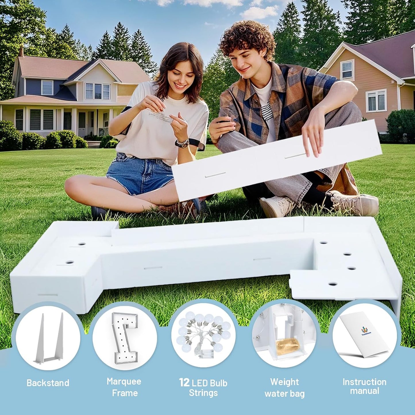 4FT Marquee Light Up Numbers 7,Party Decoration Large Marquee Light Up Letters with Weighted Water Bag,Pre-cut Foam Board Set Can Be Used for Birthdays,Weddings,Baby Anniversaries