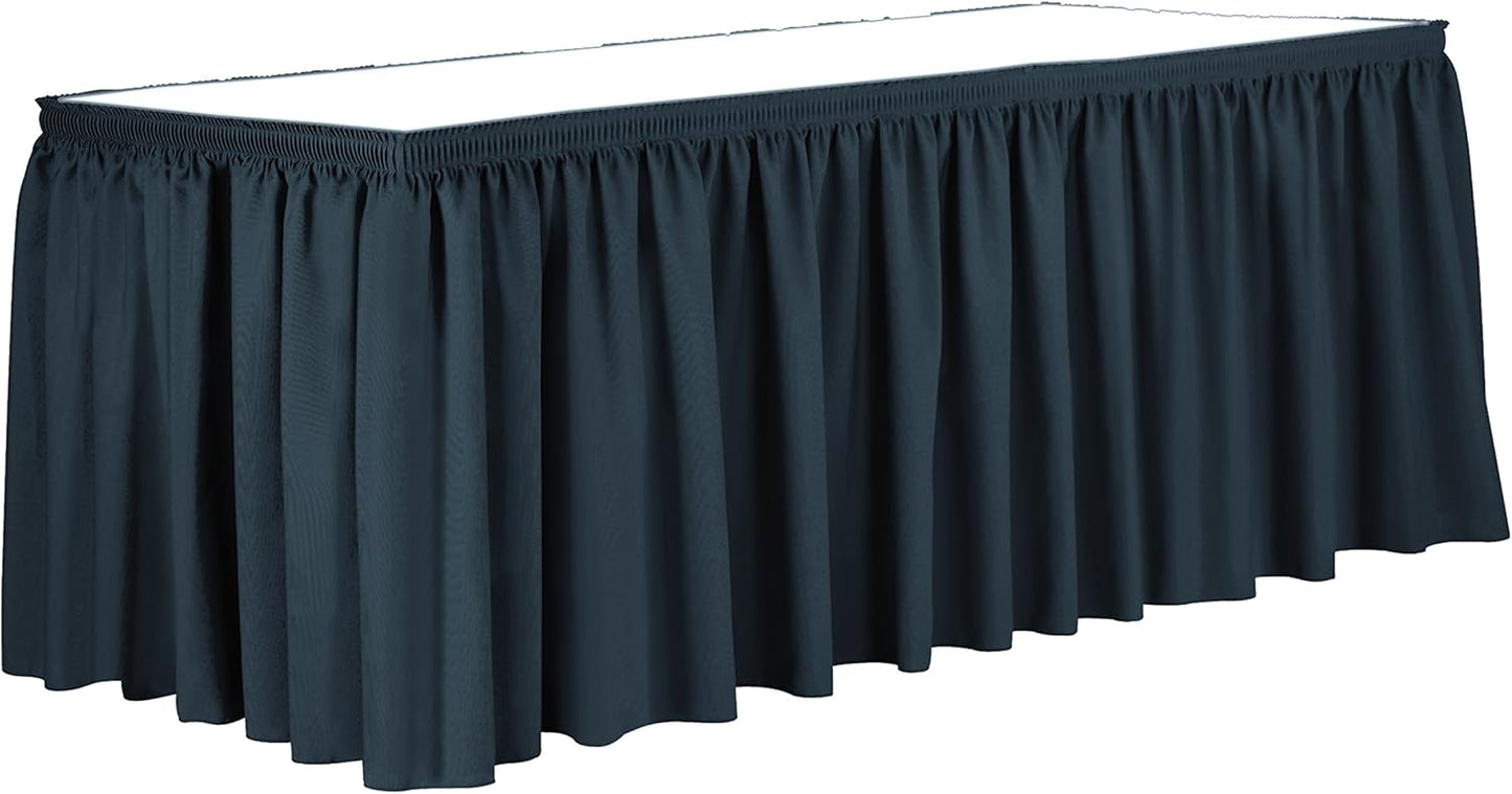 Ultimate Textile Pleat Polyester Fabric Table Skirt - Machine Washable Flame Resistant with Clips for Events, Weddings & Trade Shows, Cut & Sewn in Paterson, NJ - Wedgewood, 7' Shirred Pleat
