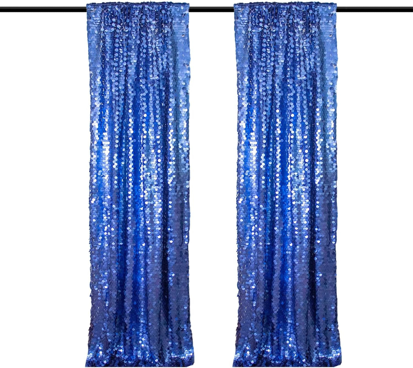 JYFLZQ Blue Payette Sequin Backdrop Curtains 4ft x 8ft 2 Panels Shimmer Wall Backdrop Big Sequin Background Thick Glitter Photo Booth Backdrops for Parties