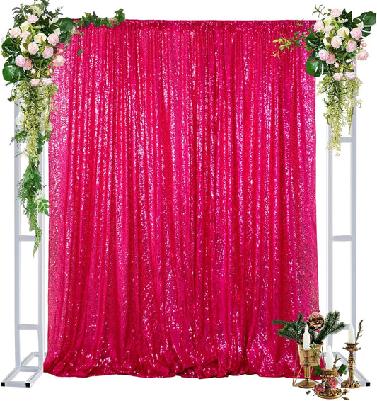 DUOBAO 7FTx7FT Fuchsia Glitter Sequin Backdrop - Perfect for Christmas, Weddings, Parties & Photography