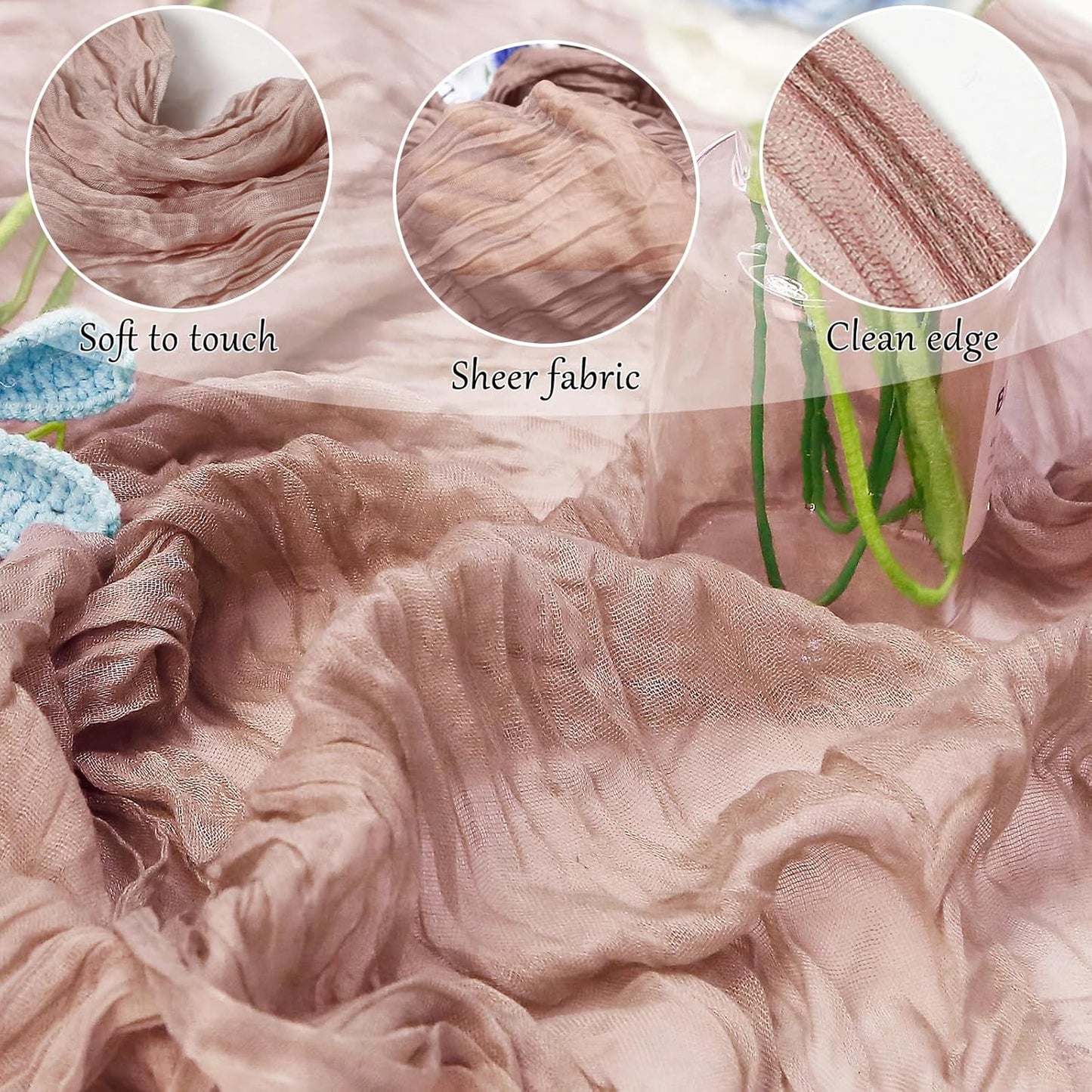 12-Pack Dusty Pink Cheesecloth Table Runners – 10FT (35x120 Inch) Boho Rustic Gauze Fabric Cheese Cloth Table Runner for Weddings, Baby Showers, Bridal Shower, Farmhouse & Birthday Party Decor