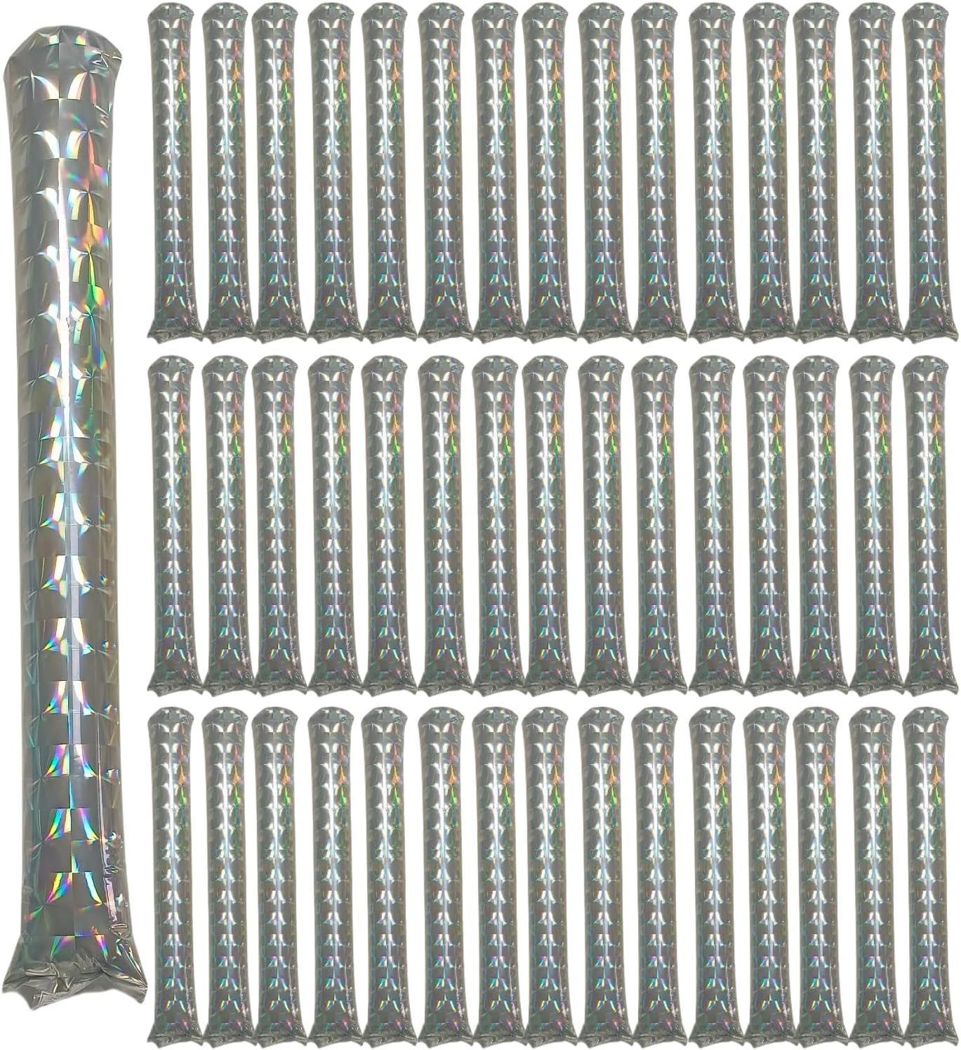 48pcs Round Head Boom Sticks Thunder Sticks Cheering Sticks Team Spirit Plastic Cheerleading Spirit Stick Clapper Inflatable Noise Maker Sports Supply (Glitter Color)