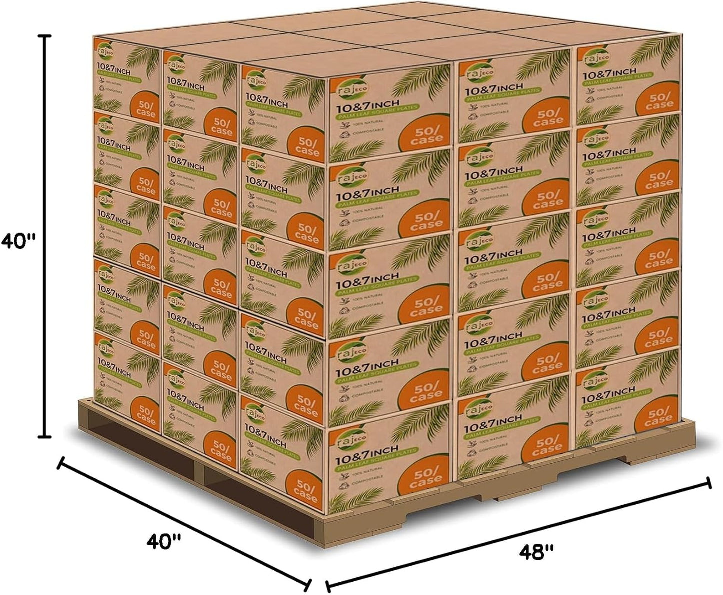 Raj Palm Leaf Plates Bulk [50-Pack] 10" & 7" Square Plates (200 CASES - 10,000 PACK) like Bamboo plates Disposable, Strong, Decorative Compostable Tableware for weddings, Lunch, Dinners