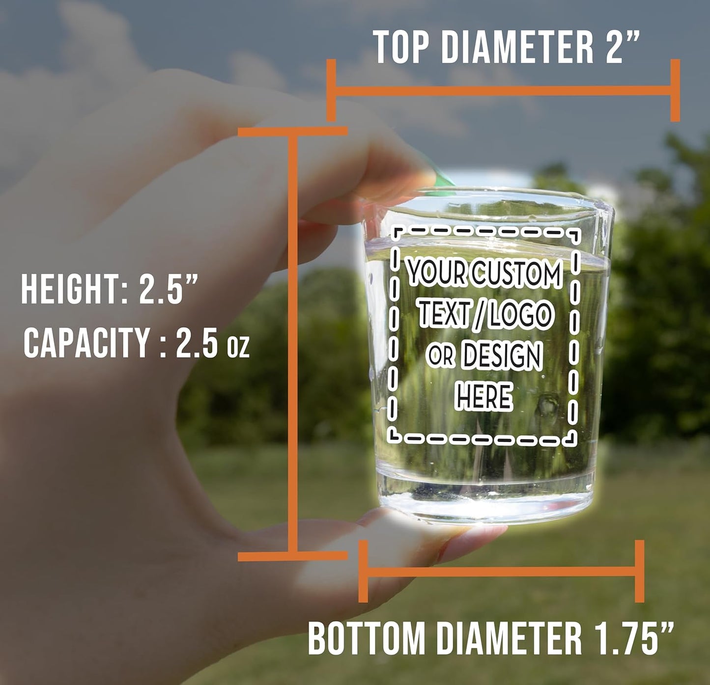 Custom Image Shot Glass 2.5oz, Personalized with Your Logo, Company Design, Picture, Text, Monogram, Customized Photo Printed Unique Gift For Coworkers