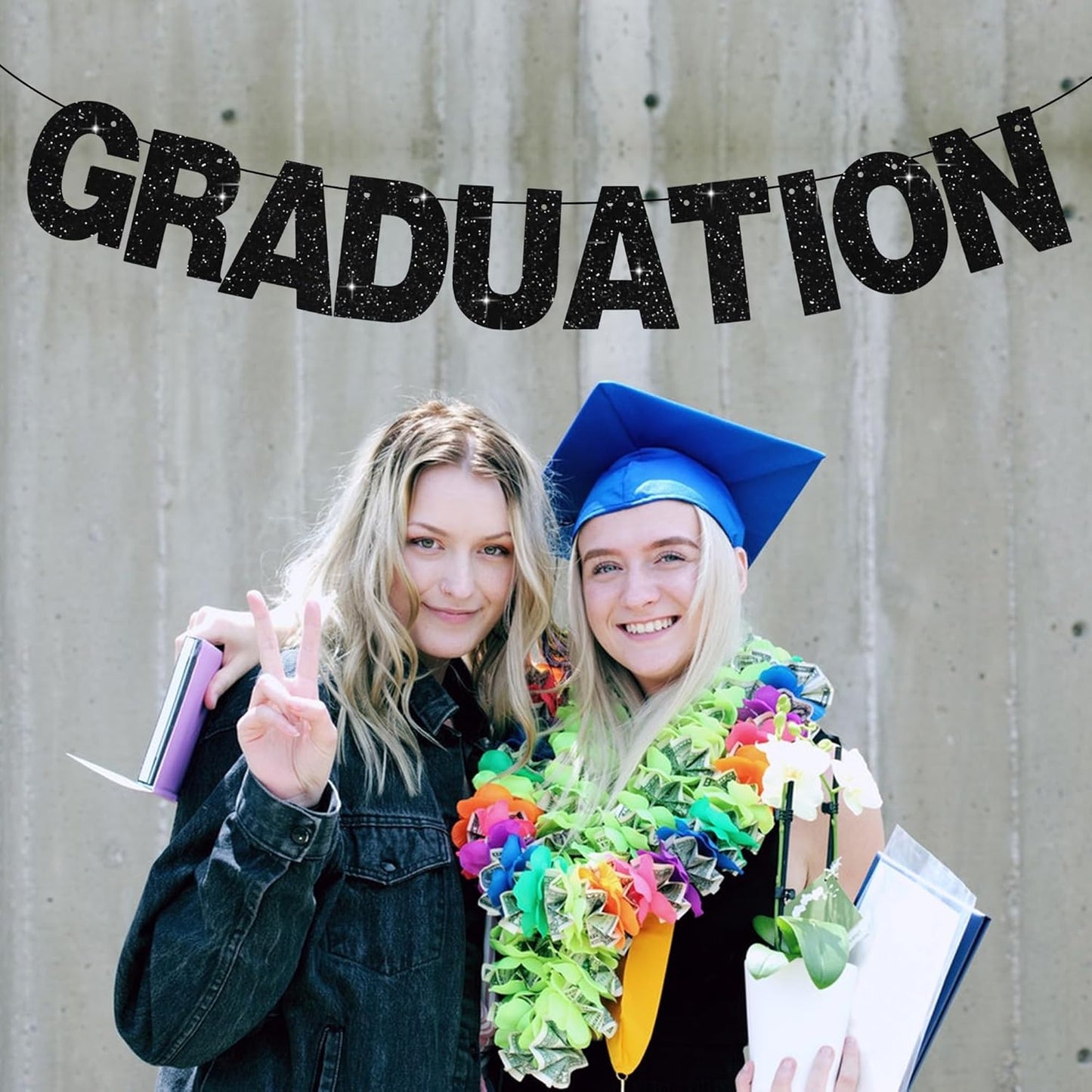 BEISHIDA 116 PCS A-Z Glitter Black DIY Letter Banner Kit Make Your Own Banner，Including 111 Letters and Numbers 3 Rope and 2 Threading Device,Customized for Birthday Graduation Wedding Halloween Party Decor