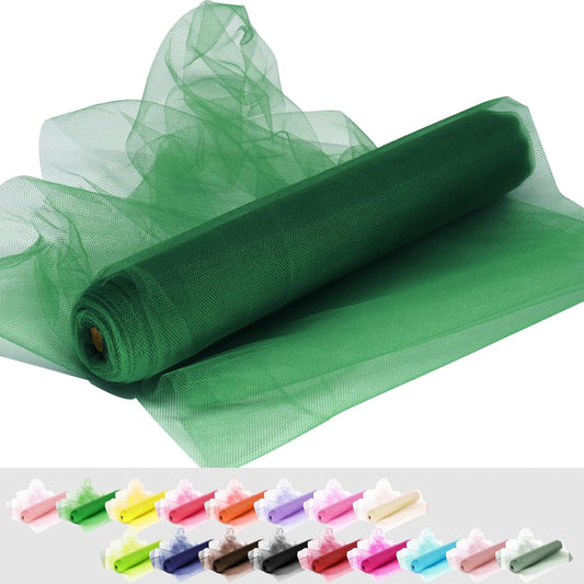 Tulle Fabric Rolls, 54 Inch by 10 Yards (30 ft) Tulle Ribbon for Wedding Party Decoration Sheer Fabric Spool Bolt, Ceiling Decor, Tutu Skirt, Christmas Gift Wrapping, Soft & Drape (Hunter Green)