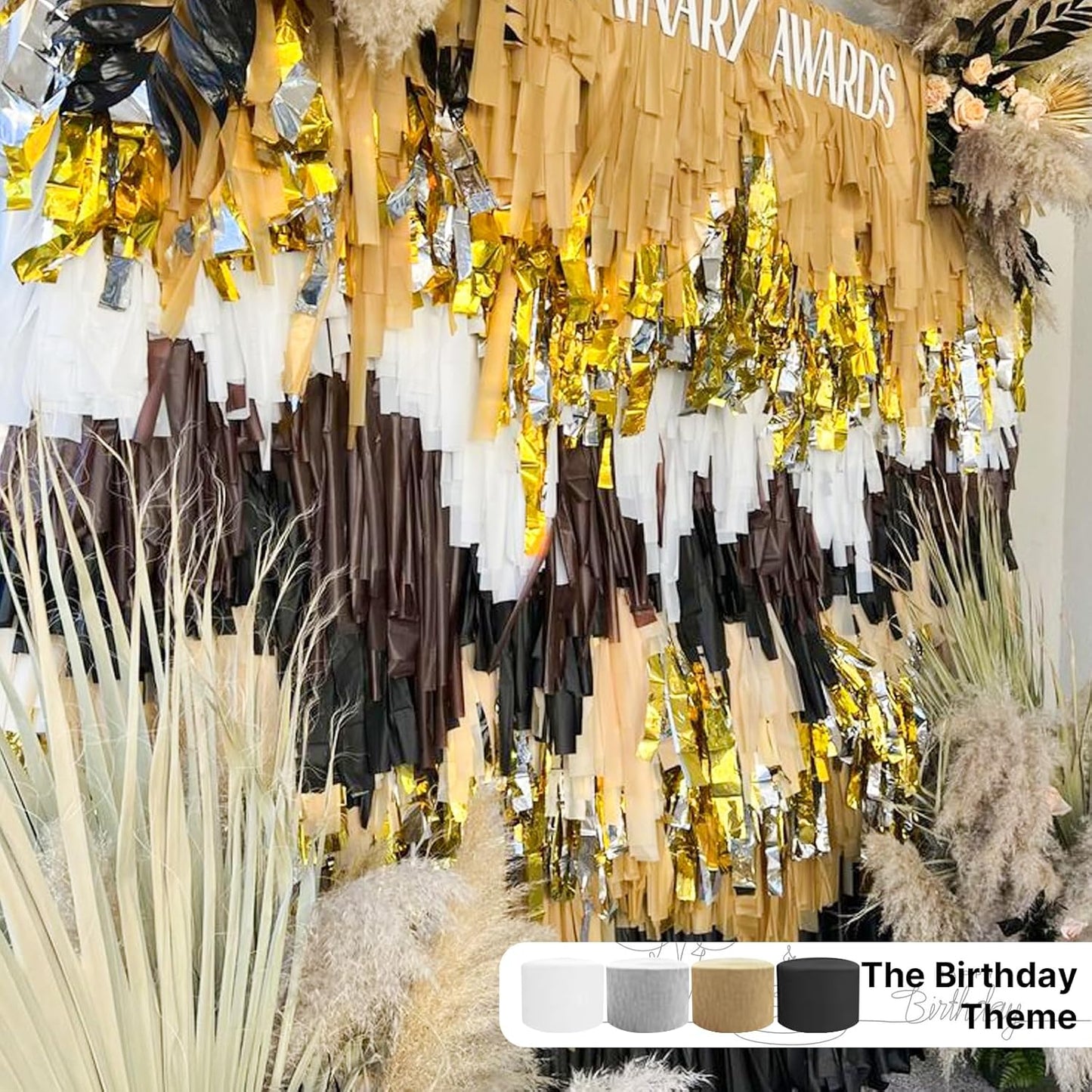 PartyWoo Metallic Gold and Silver Crepe Paper Streamers 4pcs 328ft Pack of Metallic Gold Silver Crepe Paper Streamers for Birthday Bridal Shower Engagement New Year Eve Graduation Party Decorations