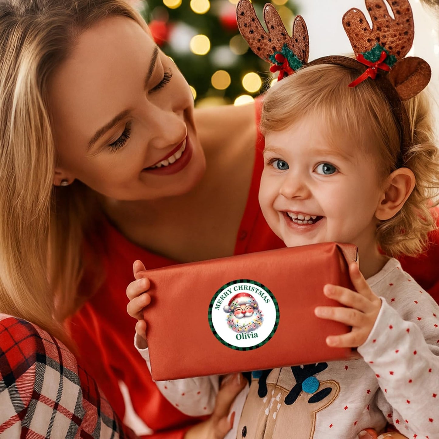 Personalized Christmas Stickers - Custom Name Waterproof Christmas Gift Tags for Gift Box Xmas Holiday Decorations Party Favors - 30 Stickers (Santa Claus)