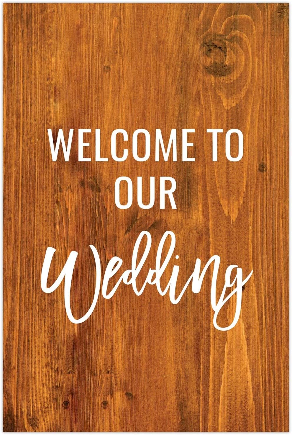 Andaz Press Extra Large Wedding Easel Board Party Sign, 12x18-inch, Rustic Barn Wood, Welcome to Our Wedding, 1-Pack