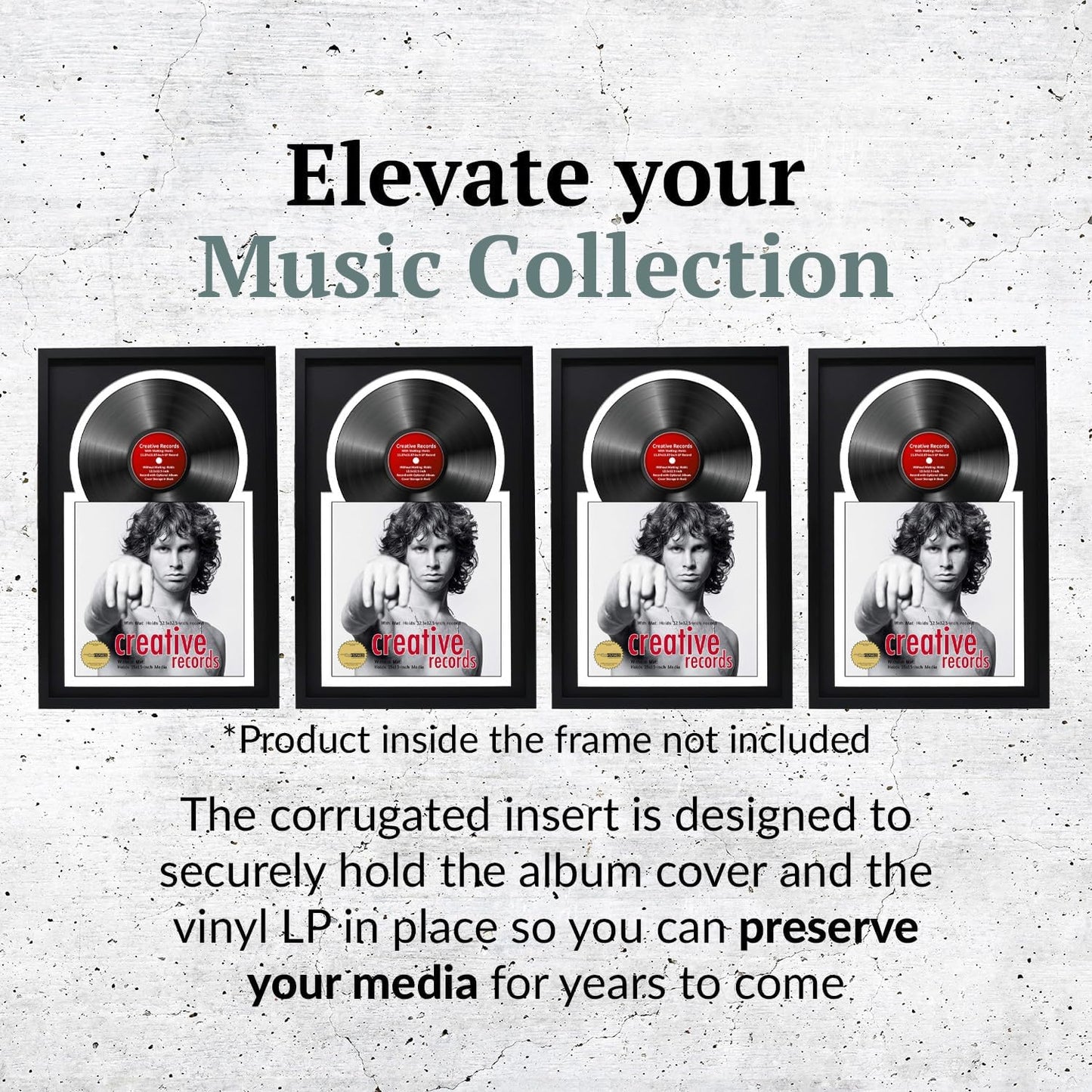 Creative Picture Frames 16" x 24" Jukebox Vinyl Frame Display with Double Black-White Matting, LP Record Album Frame for Wall Decor, Black/White, 1 Count