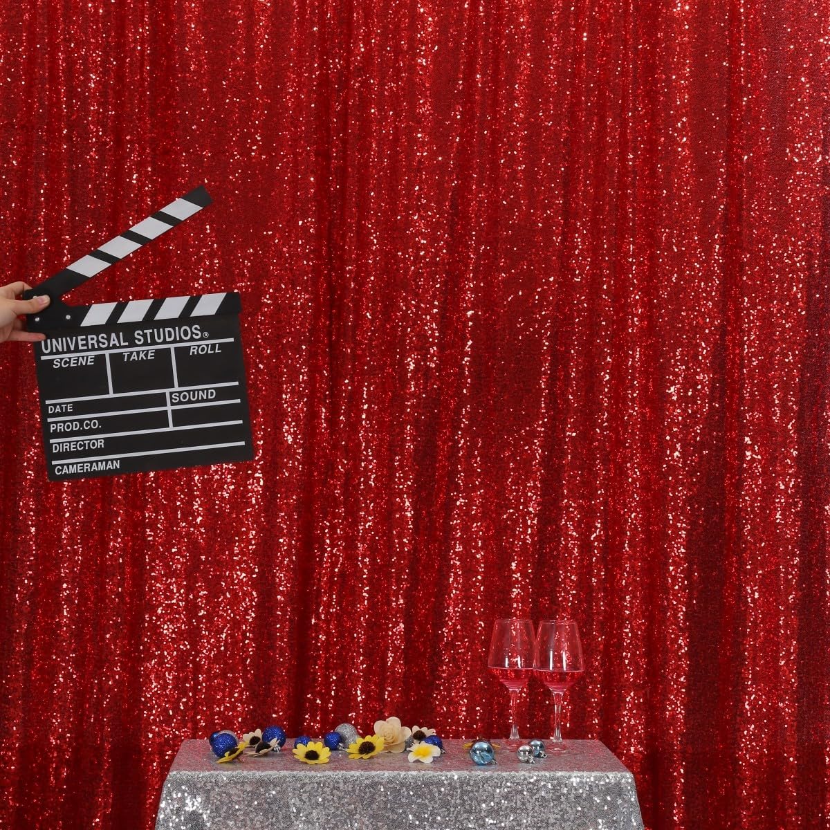 Poise3EHome Red Sequin Backdrop,5FT x 7FT Glitter Photography Background for Party Decoration