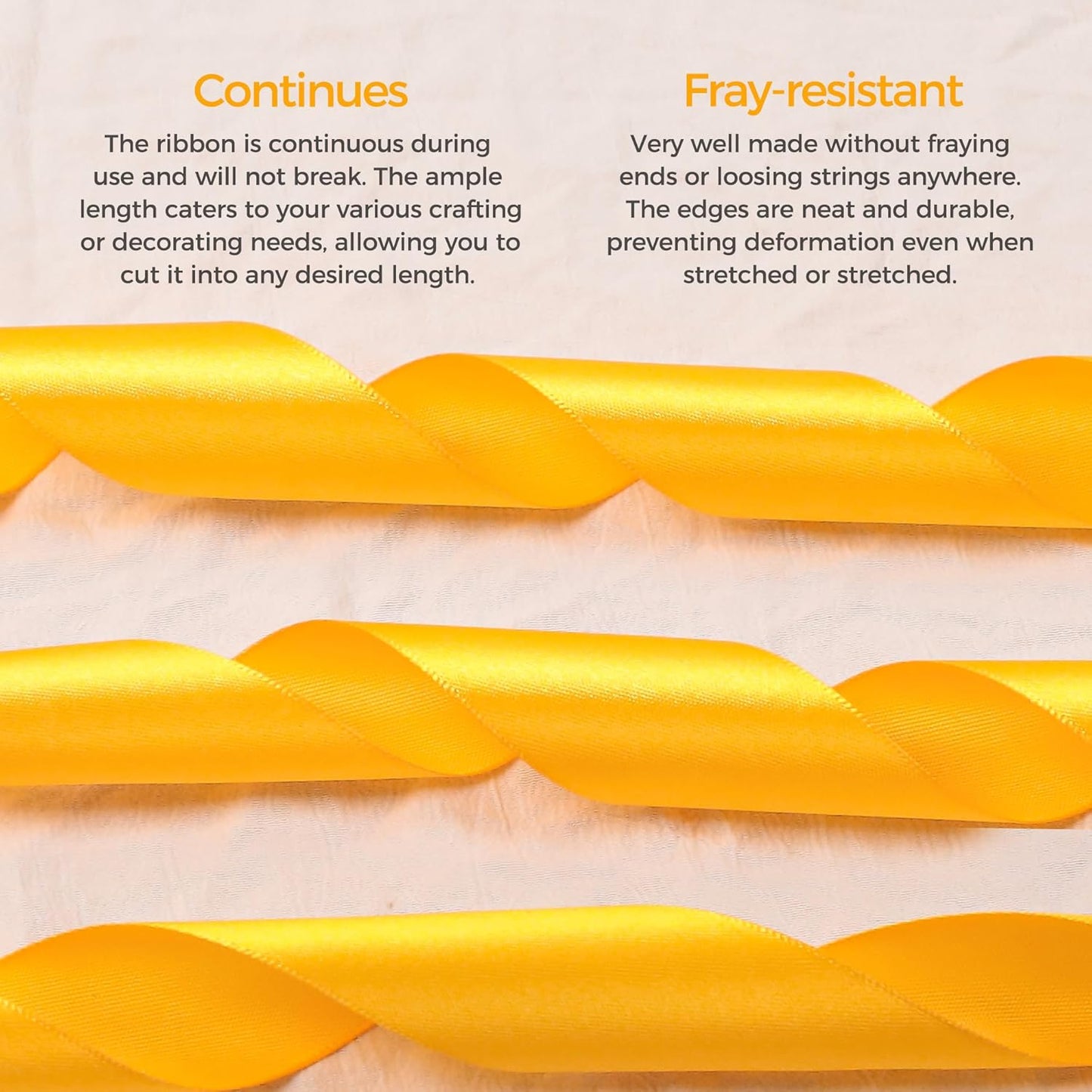 Yellow Satin Ribbon 1-1/2 inch X Continuous 25 Yards, Single Face Polyester Ribbon Perfect for Gift Wrapping, Flower Bouquet, Wedding Decor, Crafts, Bow Making, Sewing and More