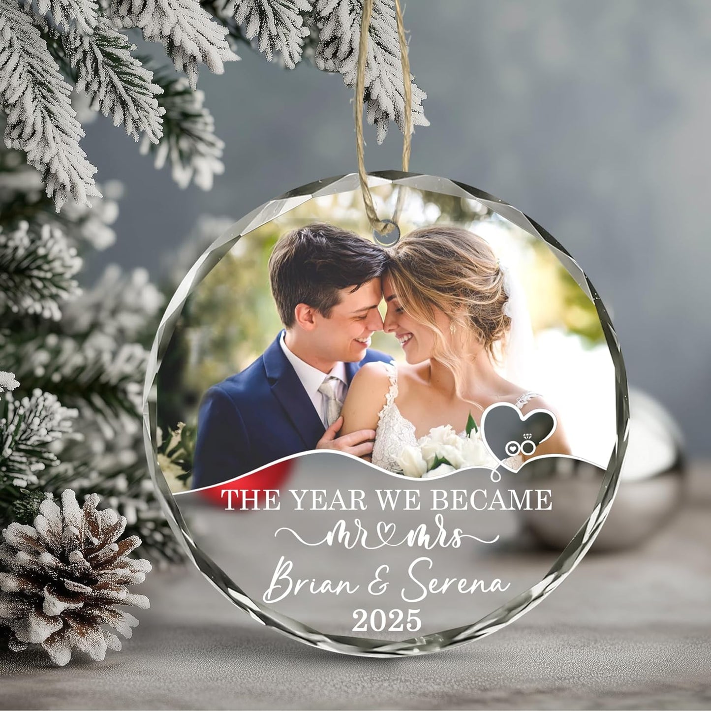 Personalized Our First Christmas As Mr Mrs Christmas Ornament - Wedding Gifts For Couples Married - Mr and Mrs Gifts for Bride Newly Wed - Just Married Decorations Bridal Shower Ornaments
