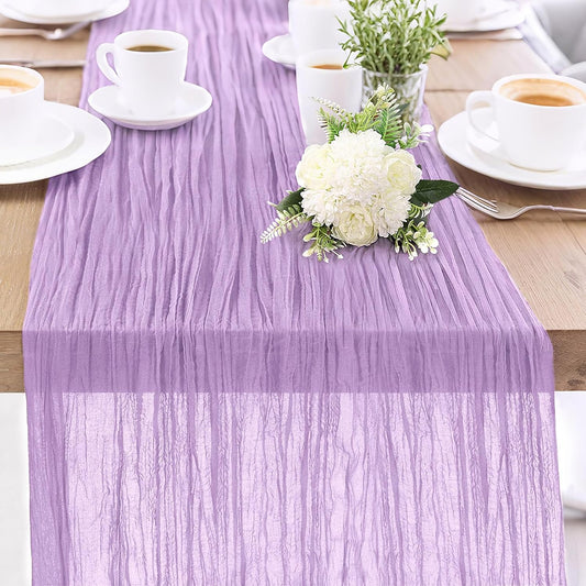 1-Pack Lilac Cheesecloth Table Runners – 10FT (35x120 Inch) Boho Rustic Gauze Fabric Cheese Cloth Table Runner for Weddings, Baby Showers, Bridal Shower, Farmhouse & Birthday Party Decor