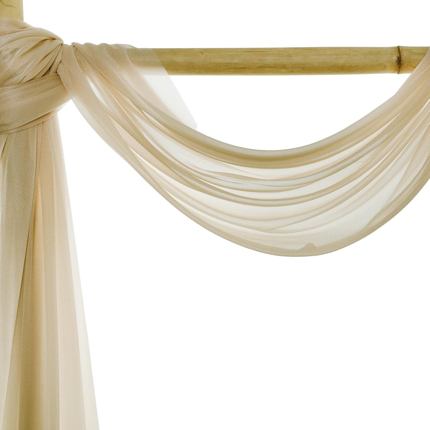 VDS Pack of 2 Panel (30 Inch X 100 Feet) Wedding Arch Draping Fabric Sheer Chiffon Fabric Drapery for Wedding Ceremony Reception Swag Backdrop Canopy Chuppah ARBO Altars Decoration (Champagne)