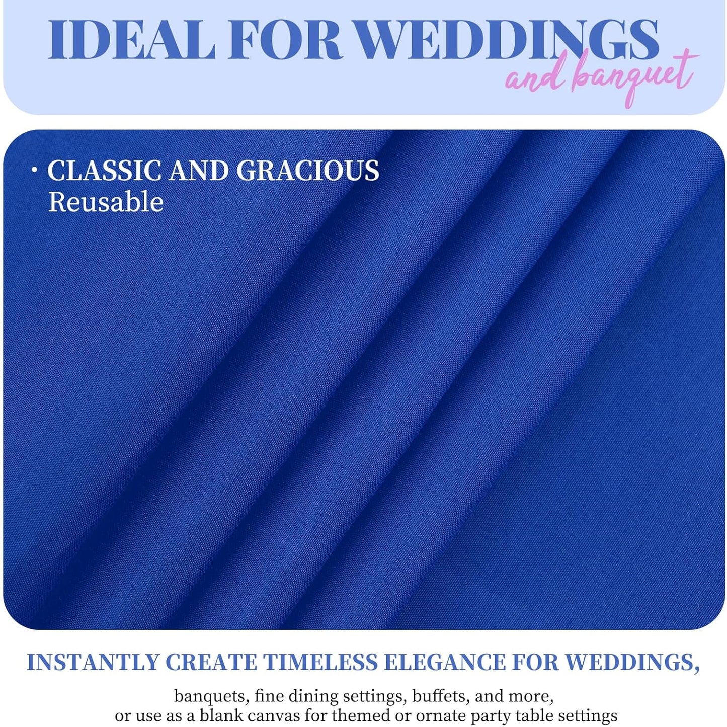 12 Packs 90 x 132 Inch Tablecloth, Royal Blue Polyester Table Cloth for 6ft Rectangle Tables,Washable Fabric TableCover for Wedding Banquets Parties Buffet Dining Table