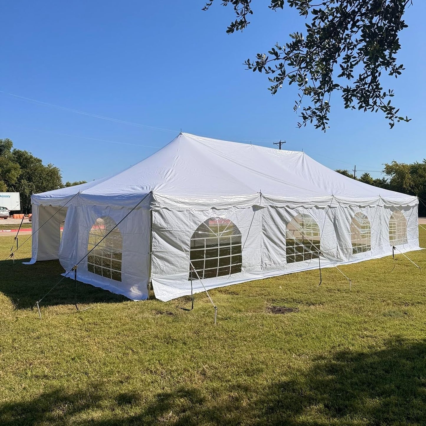 40'x20' PVC Pole Party Tent with Storage Bags, Tents for Parties, Fire Retardant (FR), Heavy Duty Wedding Tent Canopy, Outdoor Commercial Event Tents, Waterproof Top