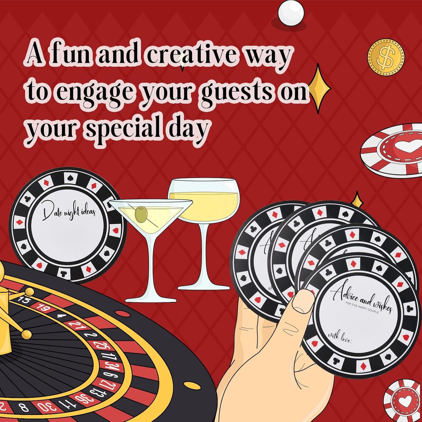 Bridal Shower Games Casino Bridal Shower Advice Cards Wedding Games 50 Guests Advice and Wishes