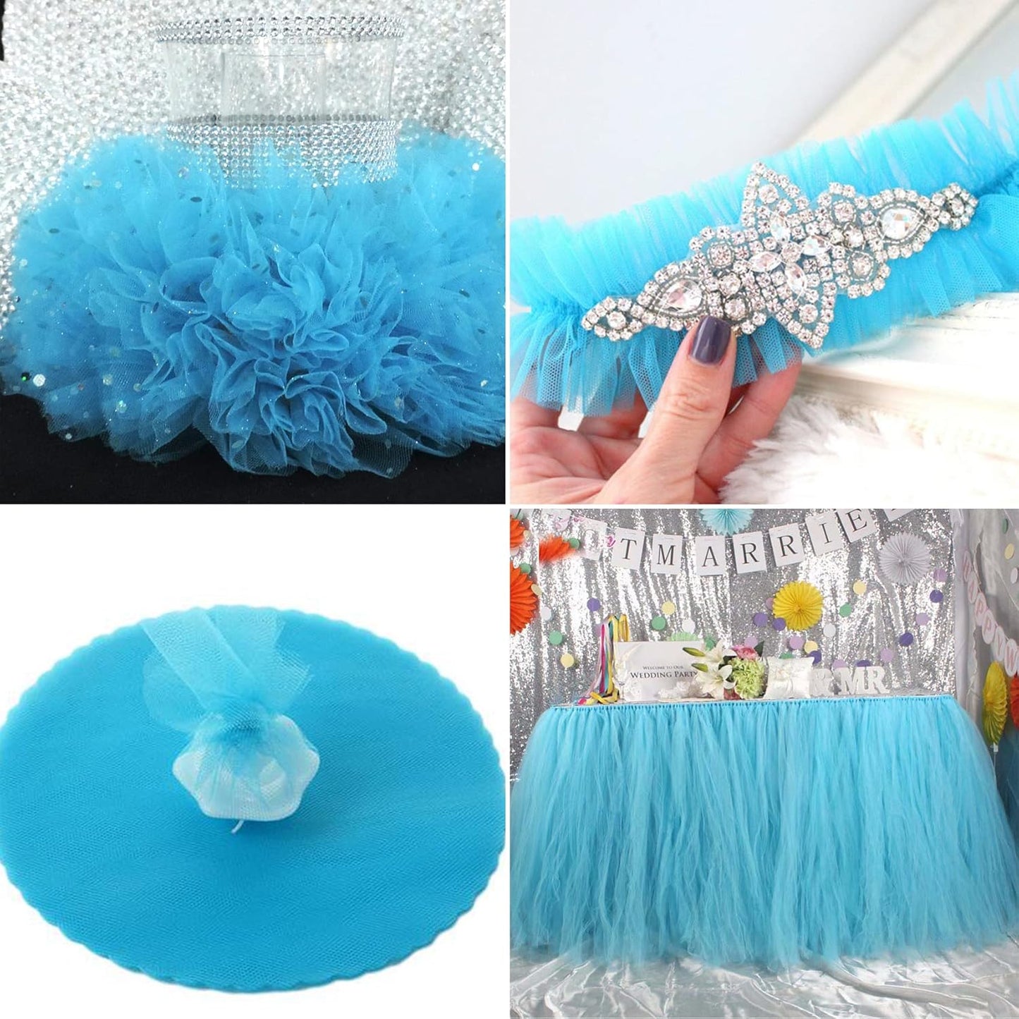 Turquoise Tulle Fabric Rolls 54 Inch by 40 Yards Tulle Bolt Spool for Wedding Decorations DIY Tutu Baby Shower Table Skirt Ceiling Decor Birthday Party Craft Supplies