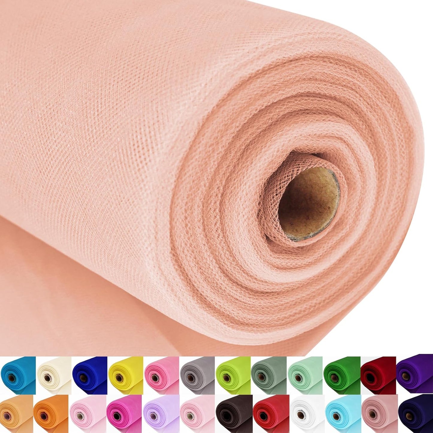 Blush Tulle Fabric Roll Spool Bolt (54 Inch by 40 Yards) Large Tulle Wedding Party Decoration, Tutu Skirt, Table Runner, Gift Wrapping, Bridal Shower, Soft & Drape (Blush)