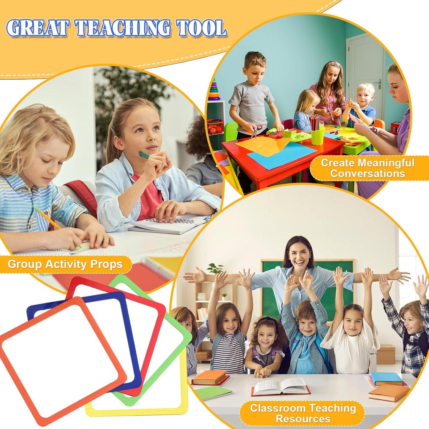 Dandat 10 Pcs Small Mirrors for Kids 6 x 6 Inch Square Shatter Proof Reflector Toddler Glass Plastic Reflector for Classroom DIY Craft Preschool Facial Expression (Multicolor)