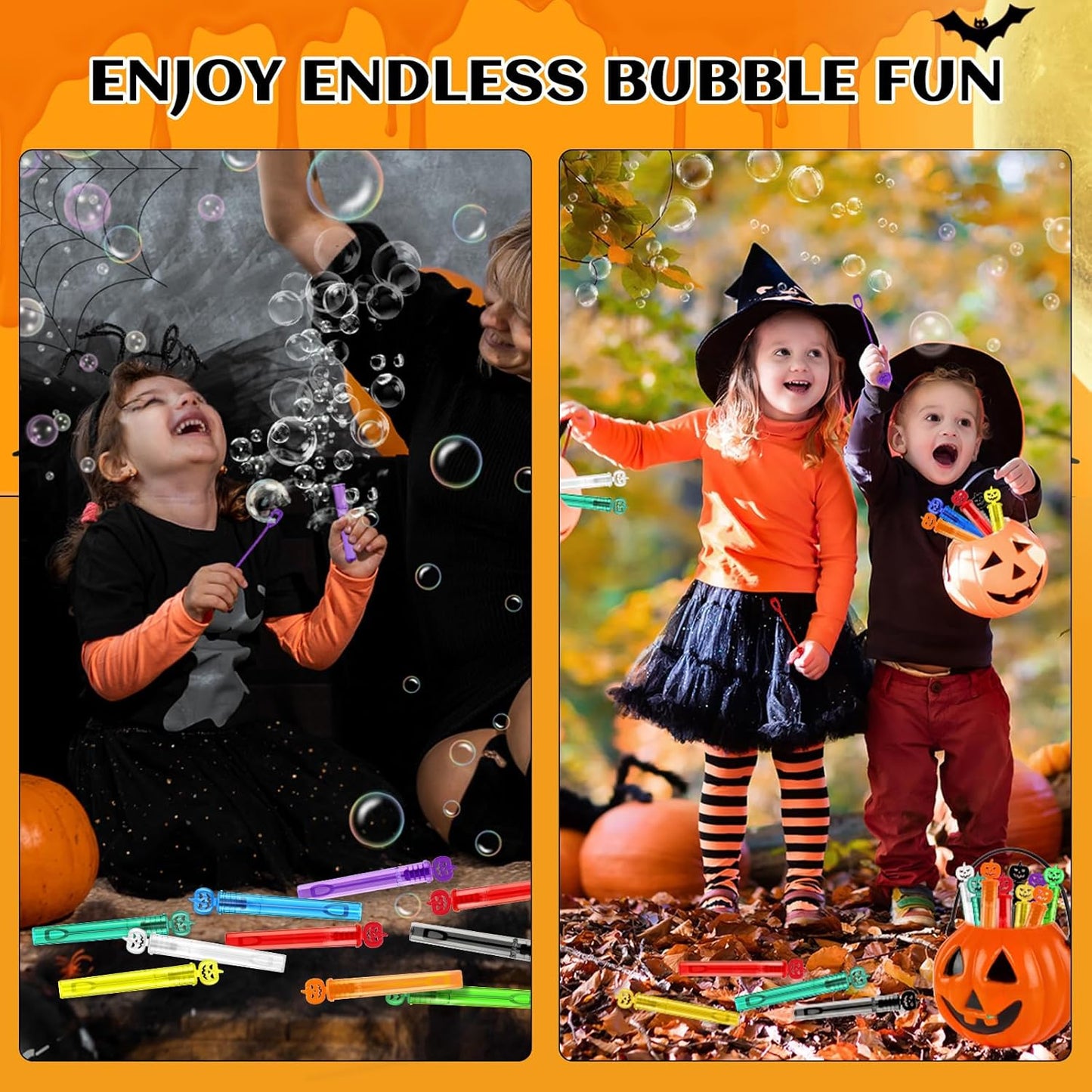 Shemira 400PCS Halloween Bubble Wands, Mini Bubbles Party Favors for Kids, Halloween Party Favors, Halloween Goodie Bag Stuffers, Classroom Prizes Gifts for Kids, Halloweens Trick or Treat Toys Bulk
