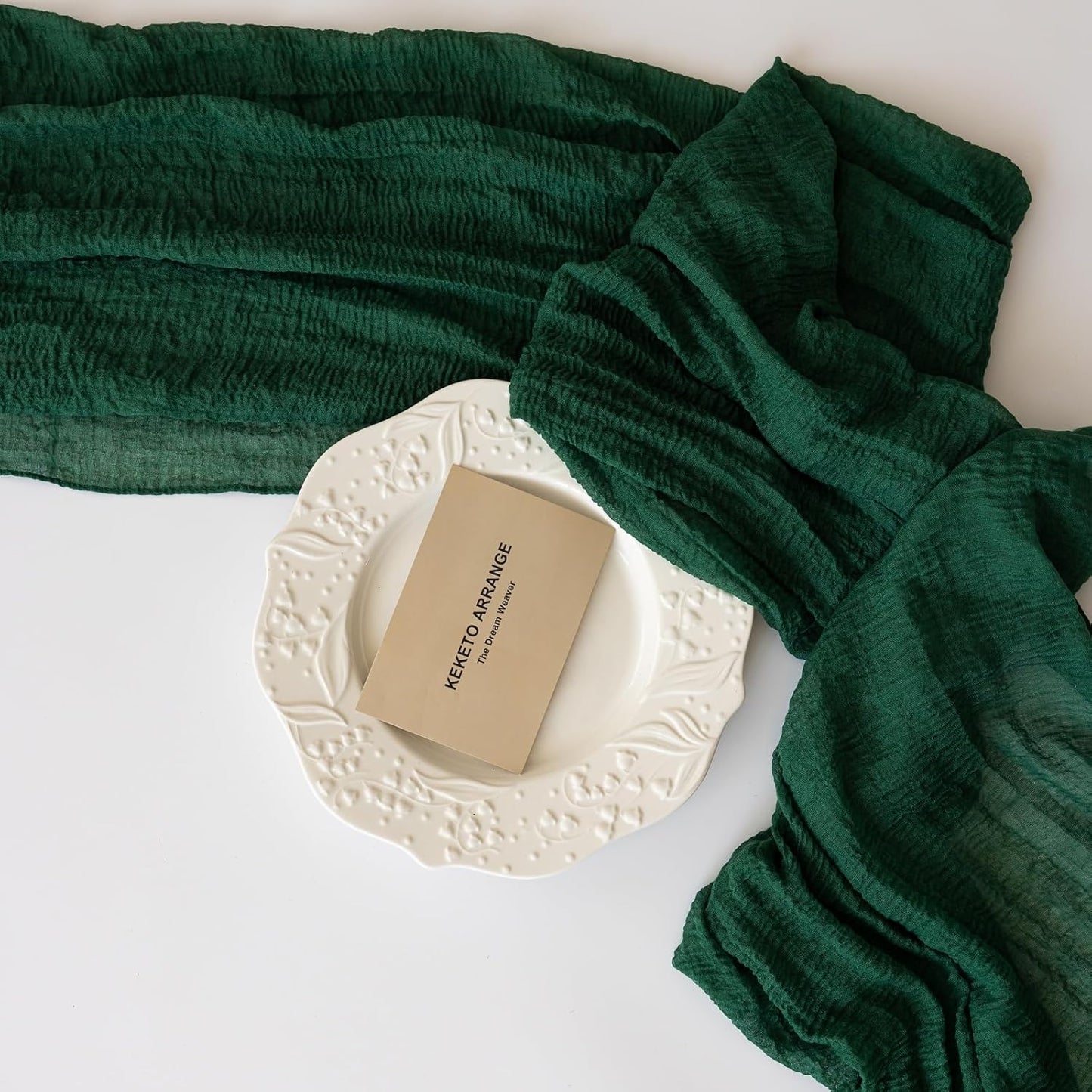 Table Runner Emerald Green Cheesecloth Gauze 120 Inch 10 FT Rustic Boho Cheese Cloth Table Runner for Wedding Baby Shower Bridal Shower Party Long Sheer Holiday Home Decorations