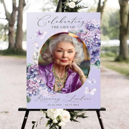 Personalized Funeral Welcome Signs, Celebration Of Life Yard Sign, Celebration Of Life Decoration, Custom Memorial Signs, Minimalist Celebrate of Lifes Sign With Photo, Memory Signage For Funerals #14