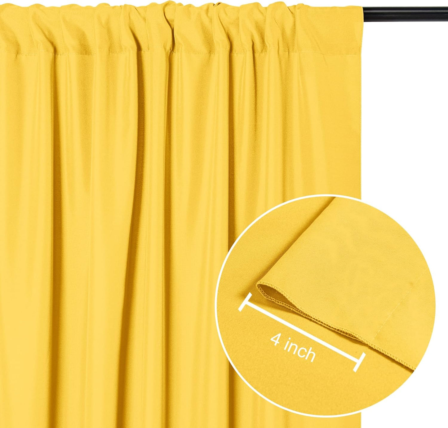 DWCN 10x8 FT Yellow Backdrop Curtains for Parties, Photography Backdrop Drapes with Rod Pockets for Wedding Decorations Stage Birthday Family Gatherings, 2 Panels 5ft x 8ft